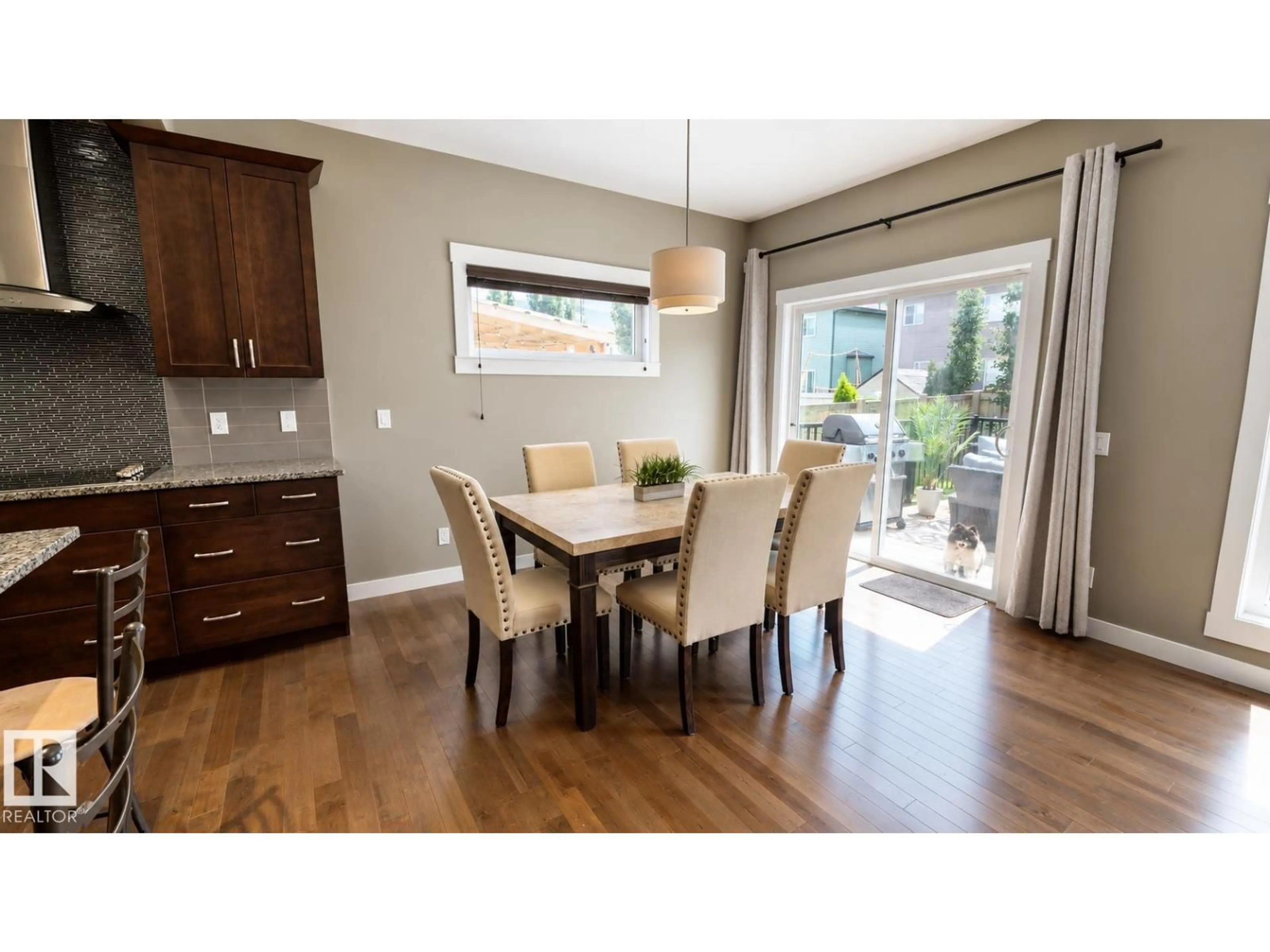 Dining room, wood/laminate floor for 110 MEADOWLAND WY, Spruce Grove Alberta T7X0S4