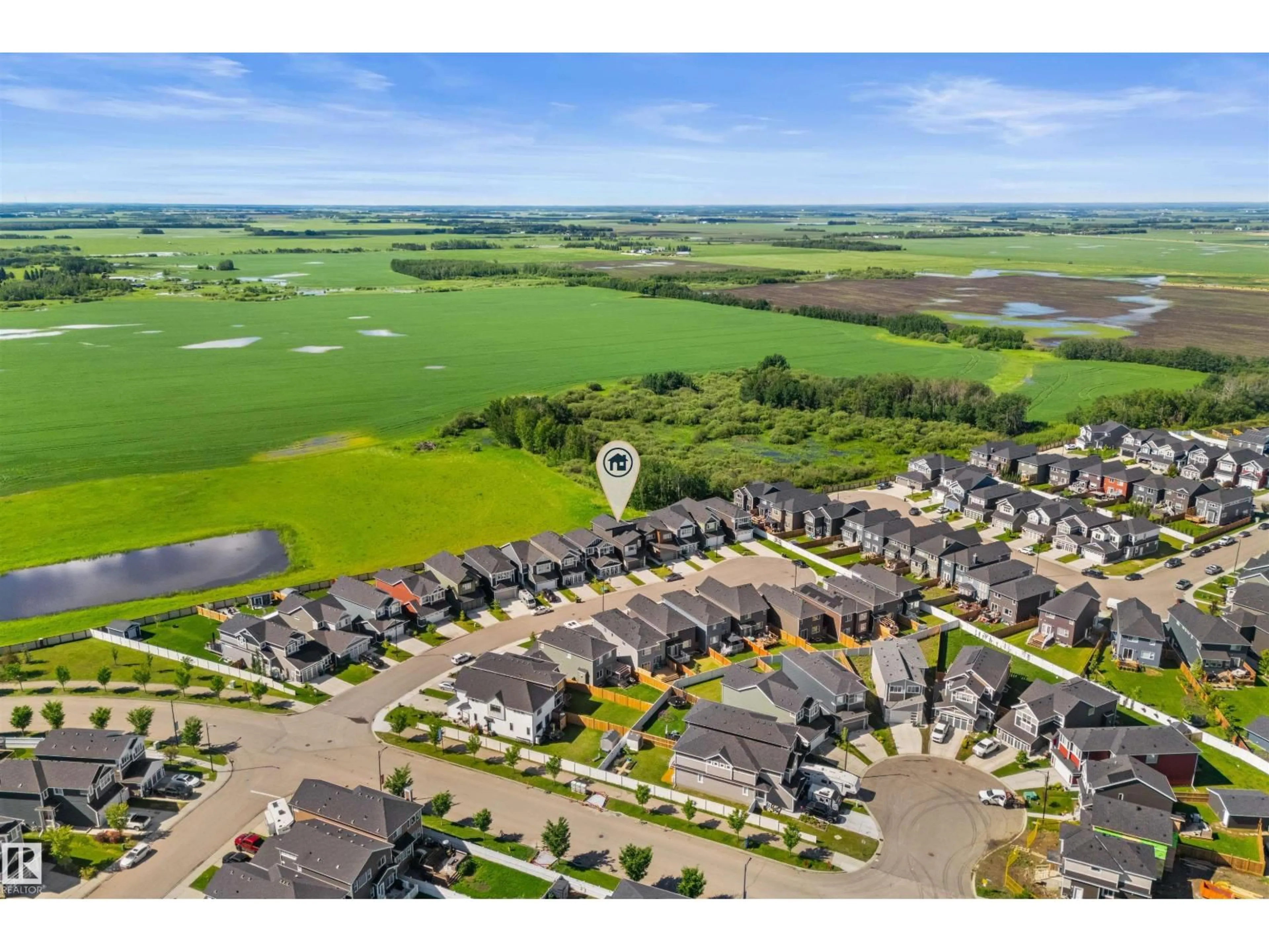 A pic from outside/outdoor area/front of a property/back of a property/a pic from drone, water/lake/river/ocean view for 19 STURTZ PL, Leduc Alberta T9E1M6