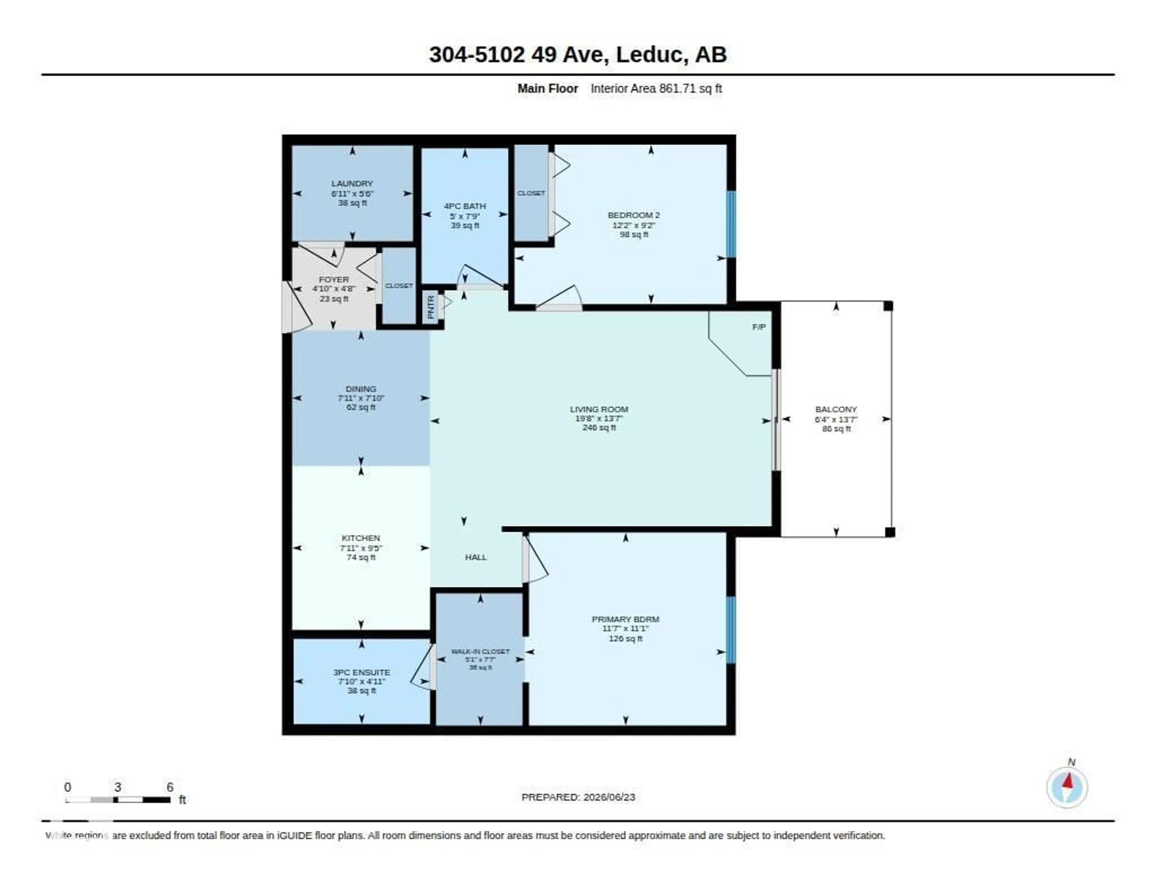 Floor plan for 304 - 5102 49 AV, Leduc Alberta T9E8H1