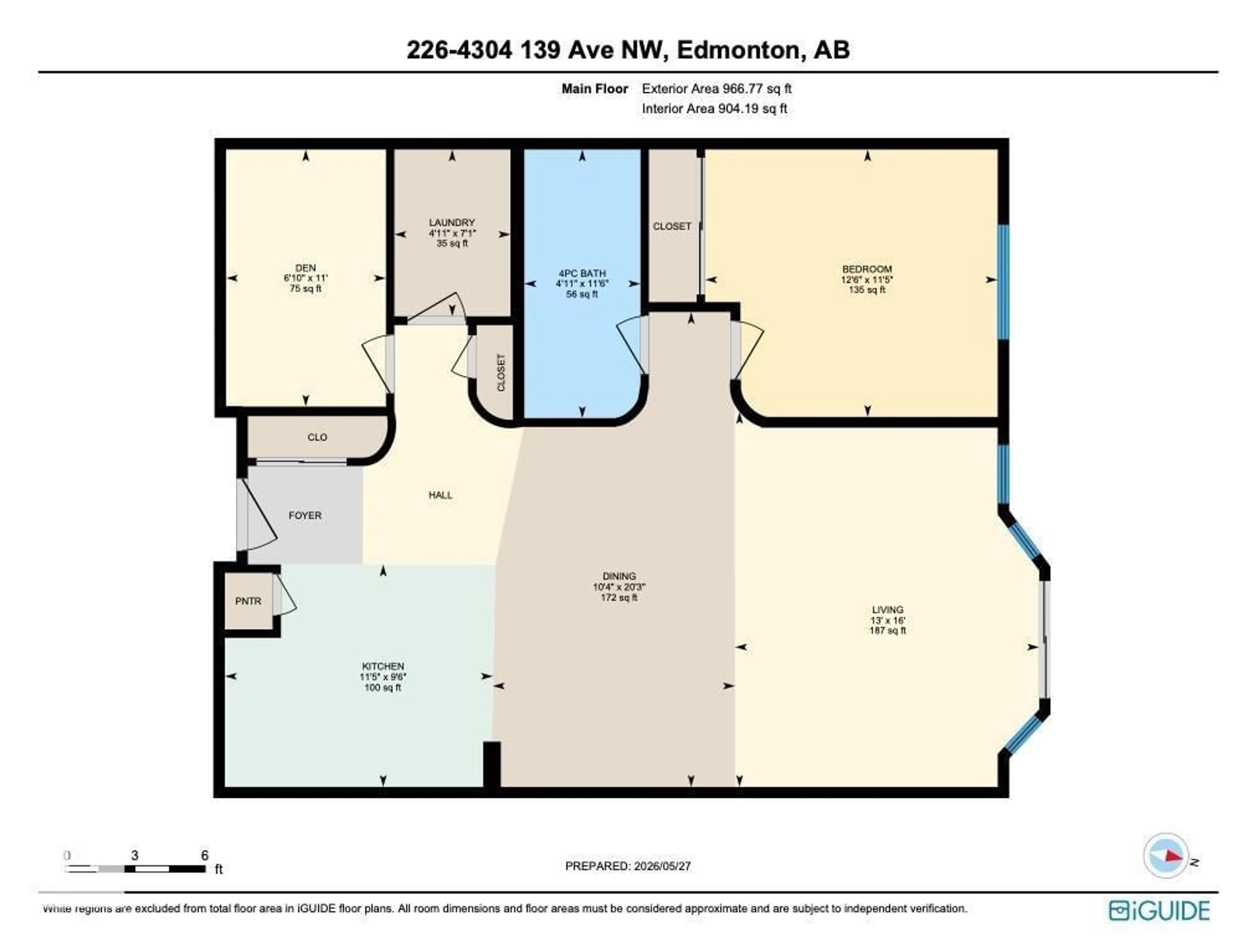 Floor plan for 4304 - 226 139 AV, Edmonton Alberta T5Y0H6