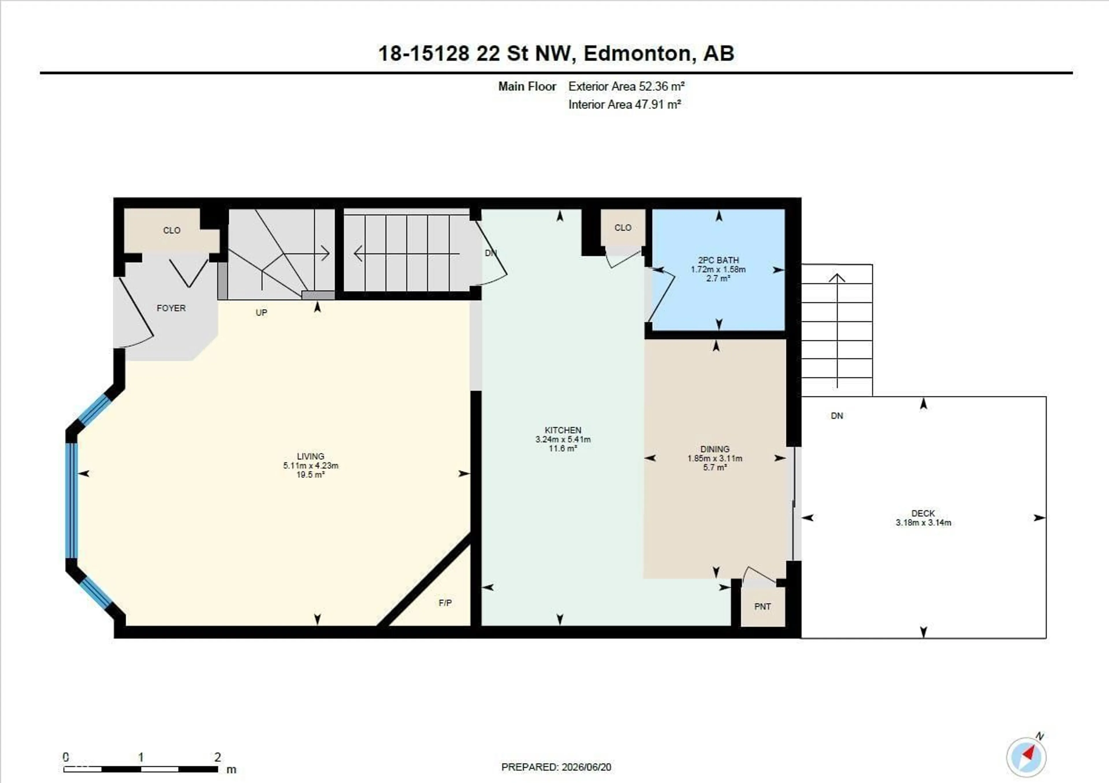 Floor plan for 18 15128 22 ST NW, Edmonton Alberta T5Y2W5