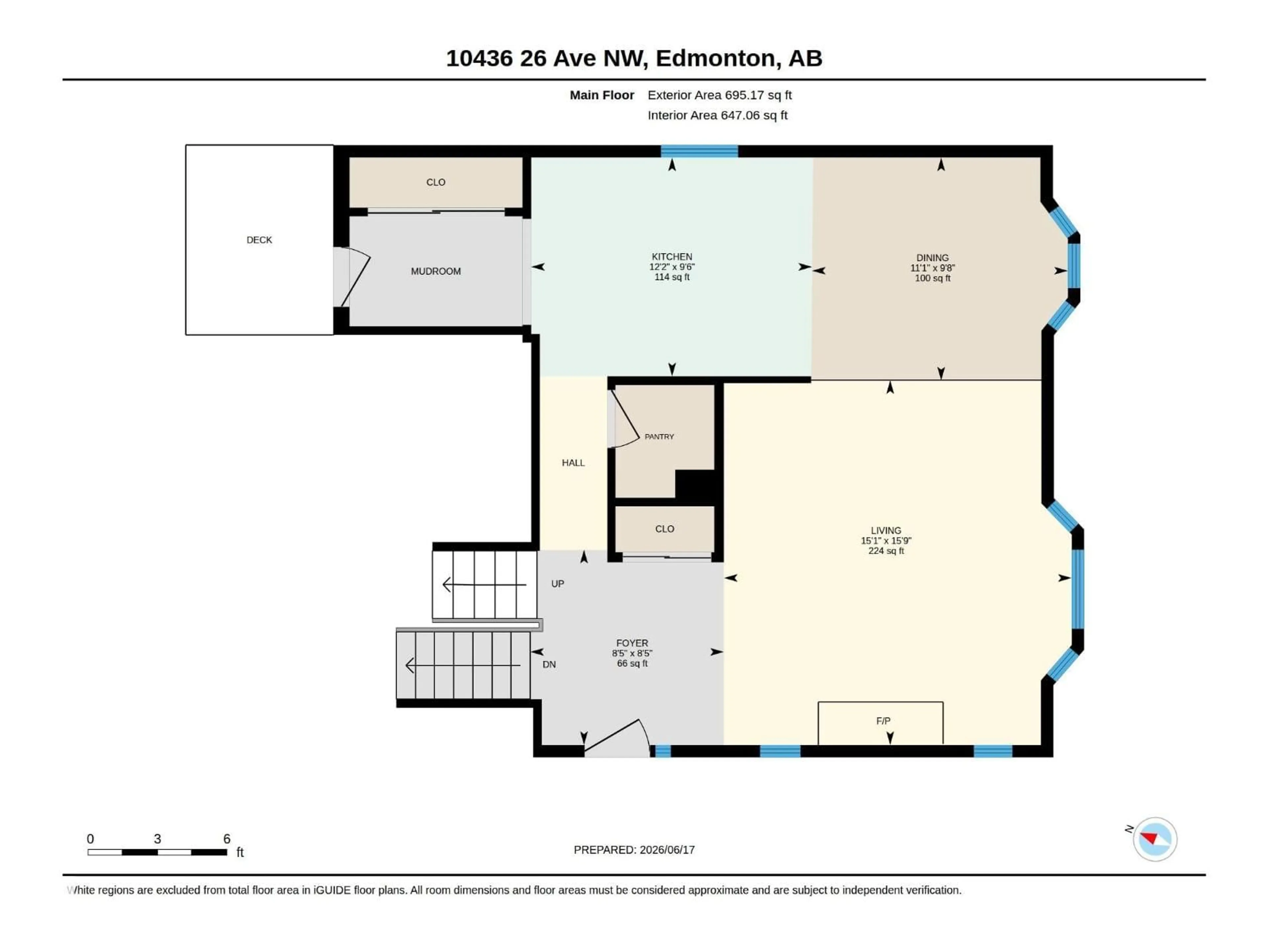 Floor plan for 10436 26 AV, Edmonton Alberta T6J4J9