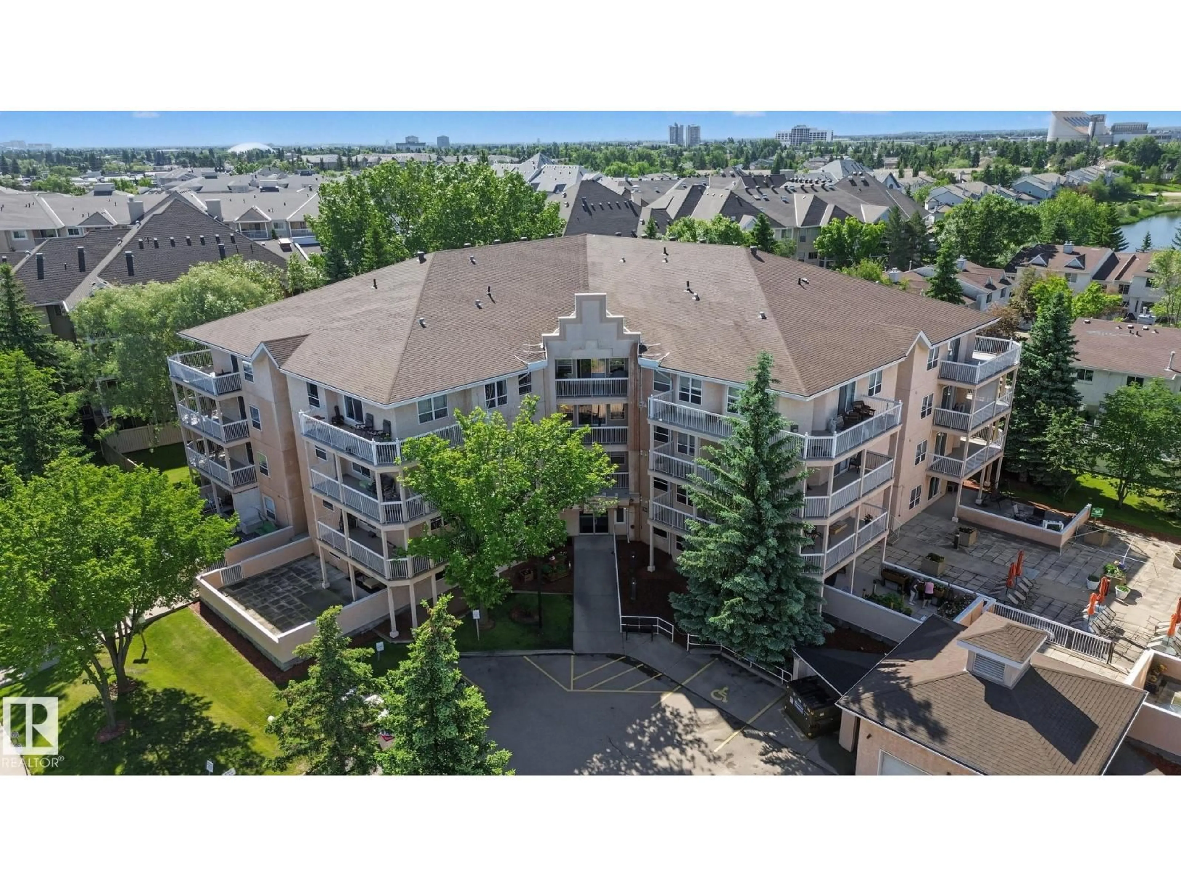 A pic from outside/outdoor area/front of a property/back of a property/a pic from drone, city buildings view from balcony for #105 - 17511 98A AV, Edmonton Alberta T5T6A2