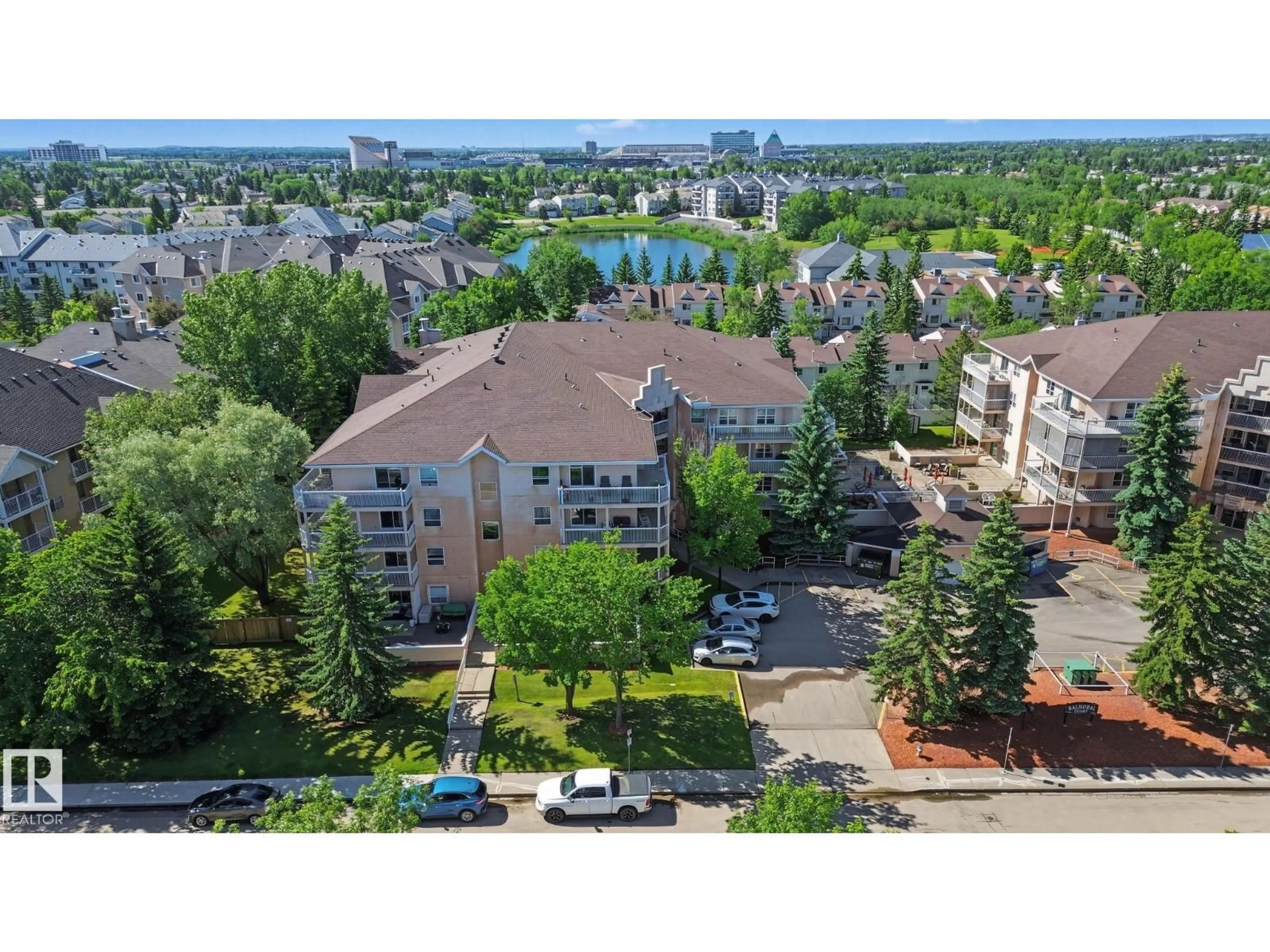 A pic from outside/outdoor area/front of a property/back of a property/a pic from drone, city buildings view from balcony for #105 - 17511 98A AV, Edmonton Alberta T5T6A2