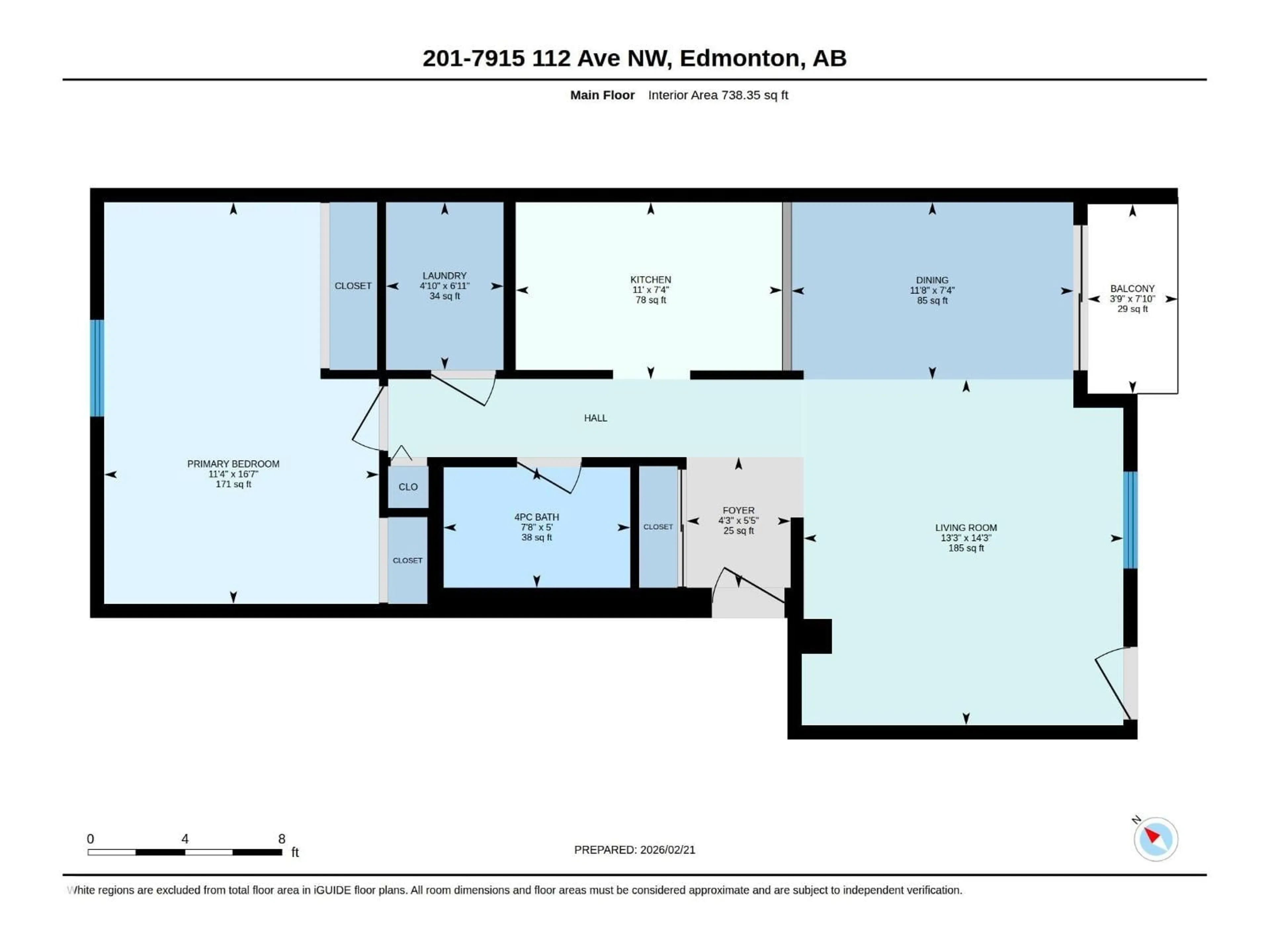 Floor plan for 201 - 7915 112 AV NW, Edmonton Alberta T5B0E7