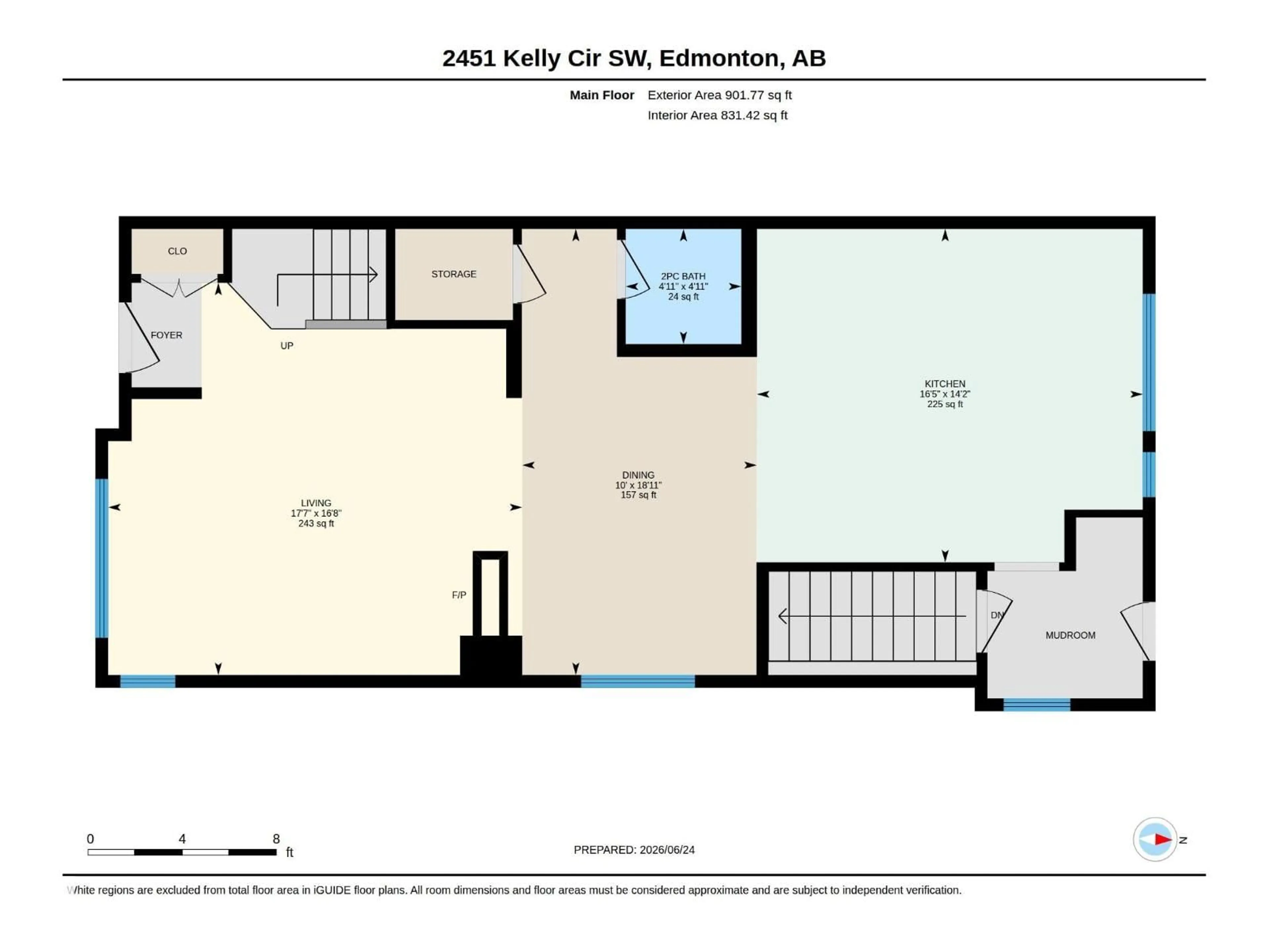 Floor plan for 2451 KELLY CIRCLE, Edmonton Alberta T6W4G2