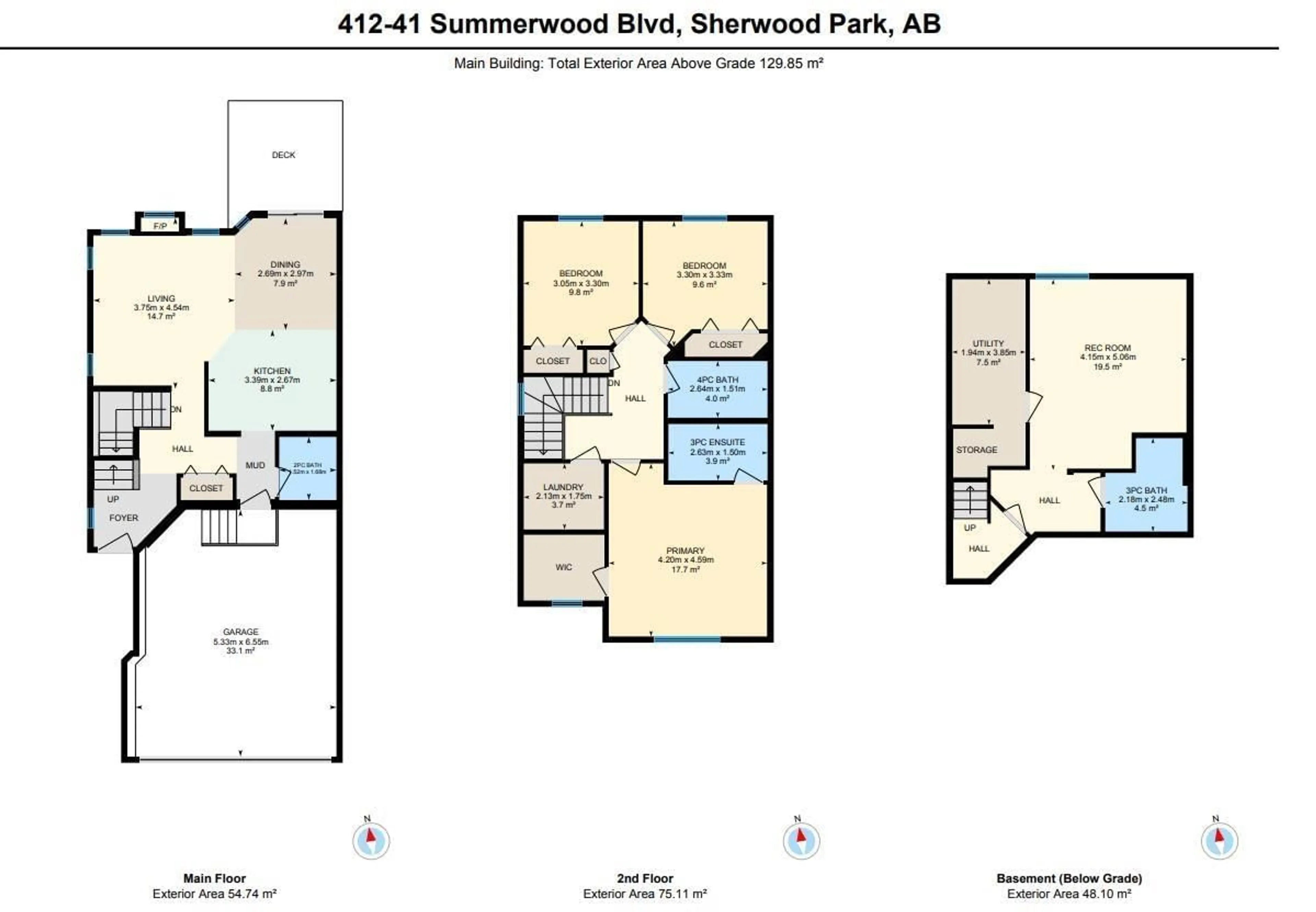Floor plan for 41 - 412 SUMMERWOOD BV, Sherwood Park Alberta T8H0C9
