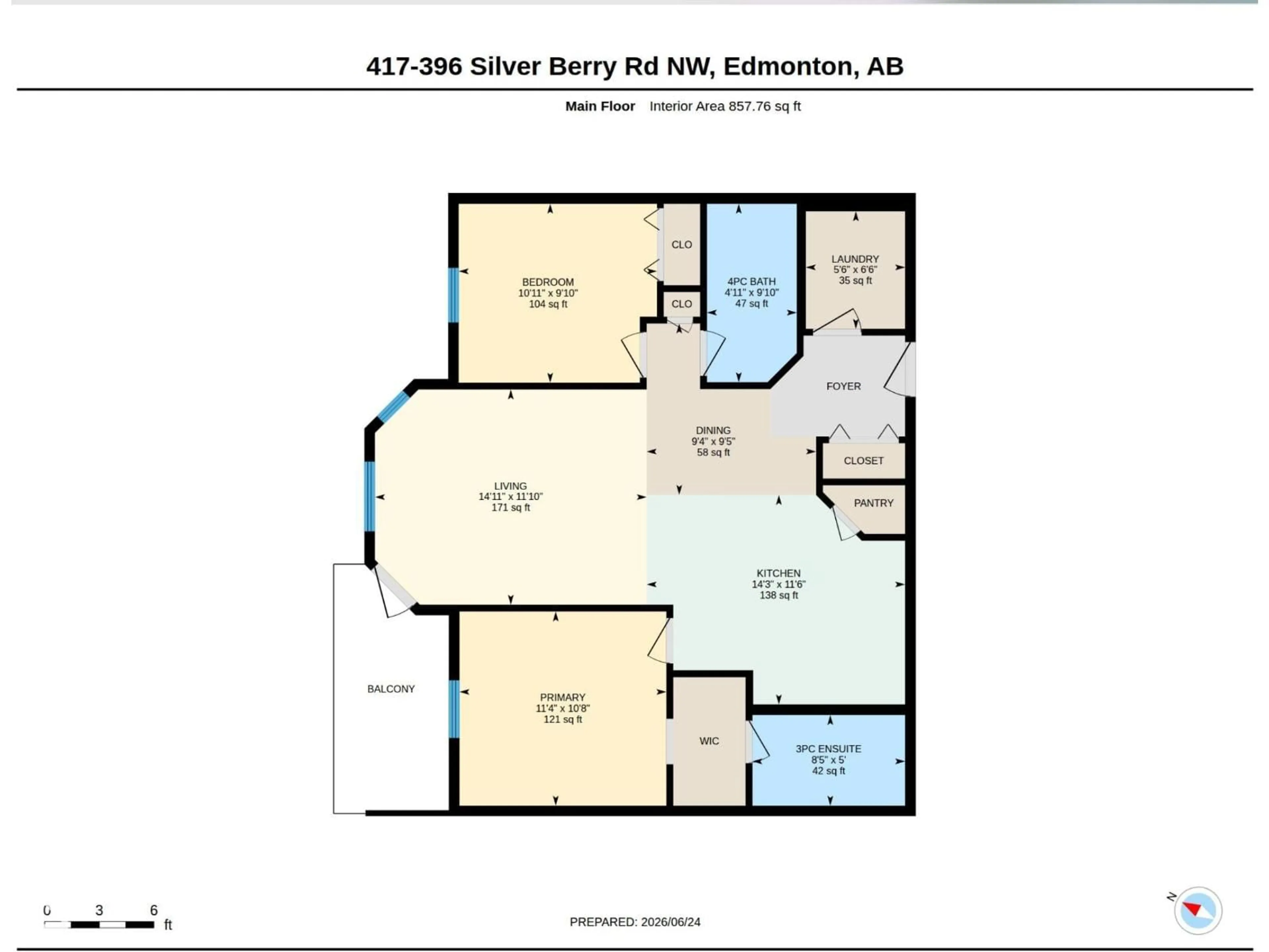 Floor plan for 396 - 417 SILVER BERRY RD, Edmonton Alberta T6T0H1