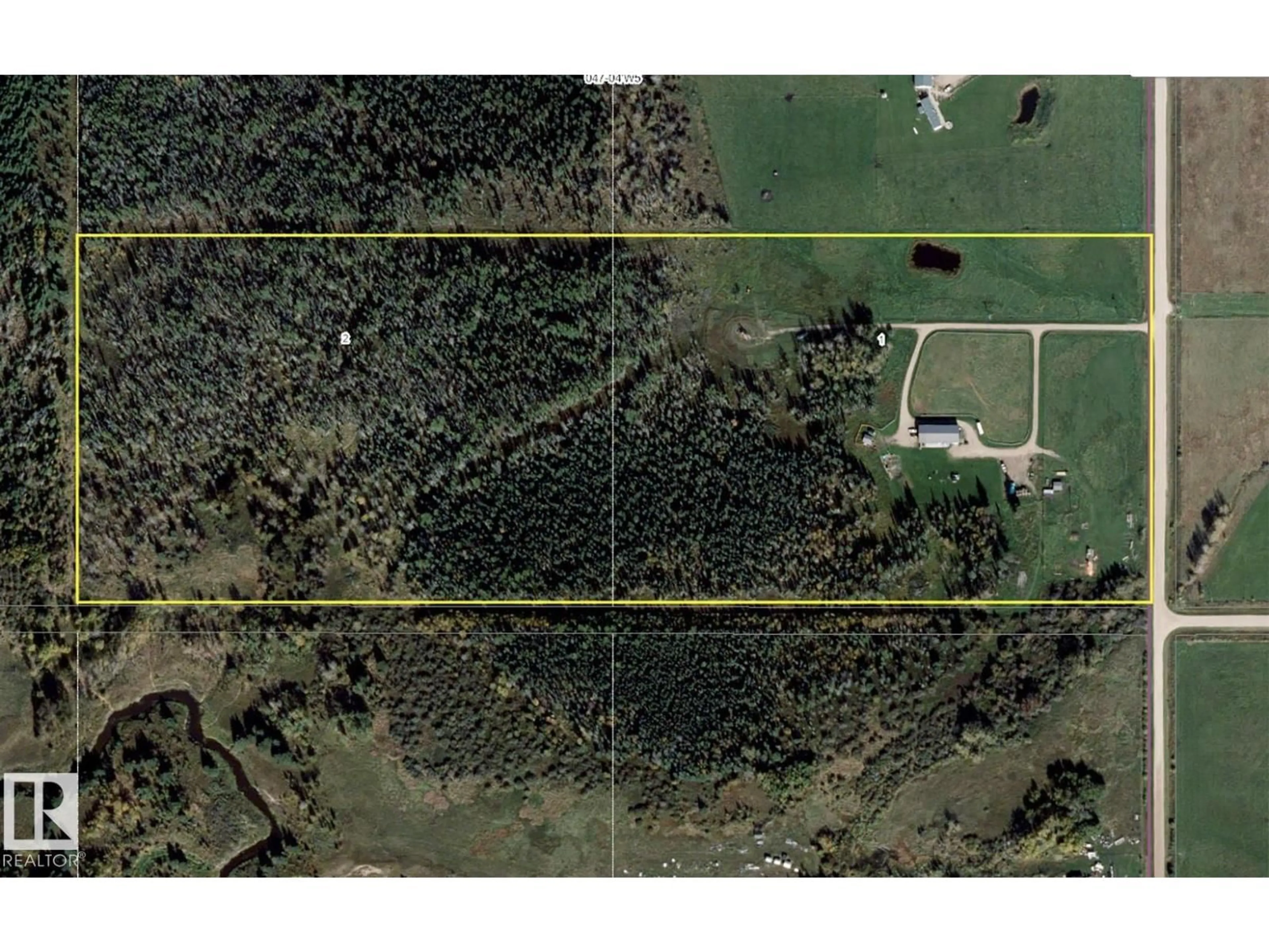 A pic from outside/outdoor area/front of a property/back of a property/a pic from drone, forest/trees view for 47406 RGE ROAD 40, Rural Brazeau County Alberta T0C0P0
