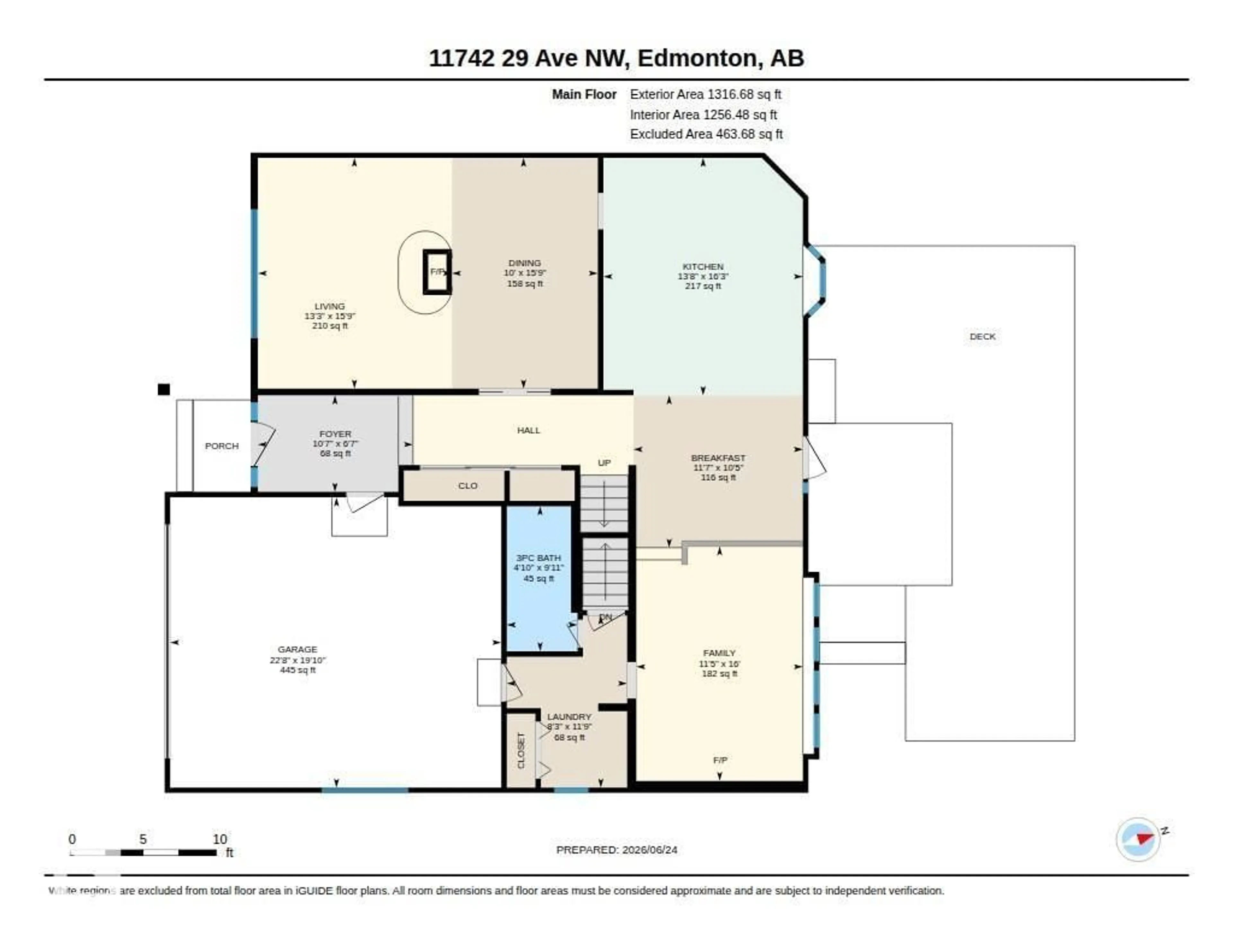 Floor plan for 11742 29 AV, Edmonton Alberta T6J3K9