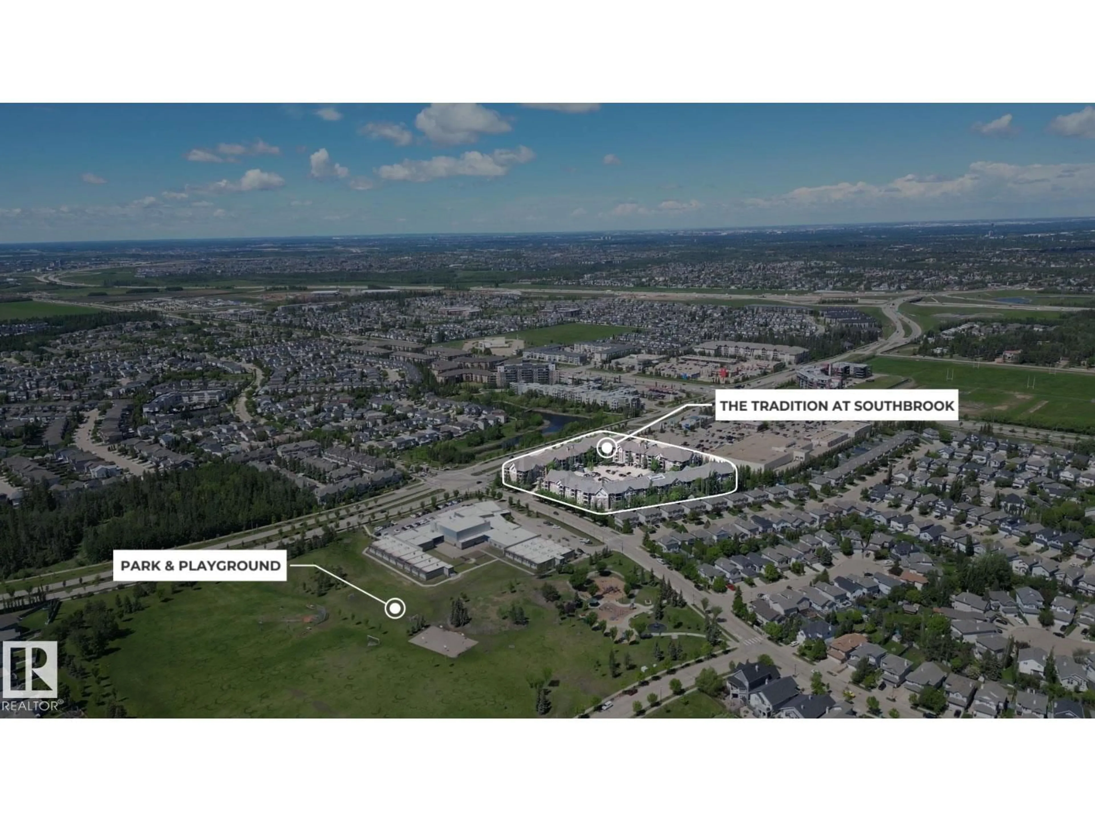 A pic from outside/outdoor area/front of a property/back of a property/a pic from drone, street for 2098 - 218 BLACKMUD CREEK DR, Edmonton Alberta T6W1T7