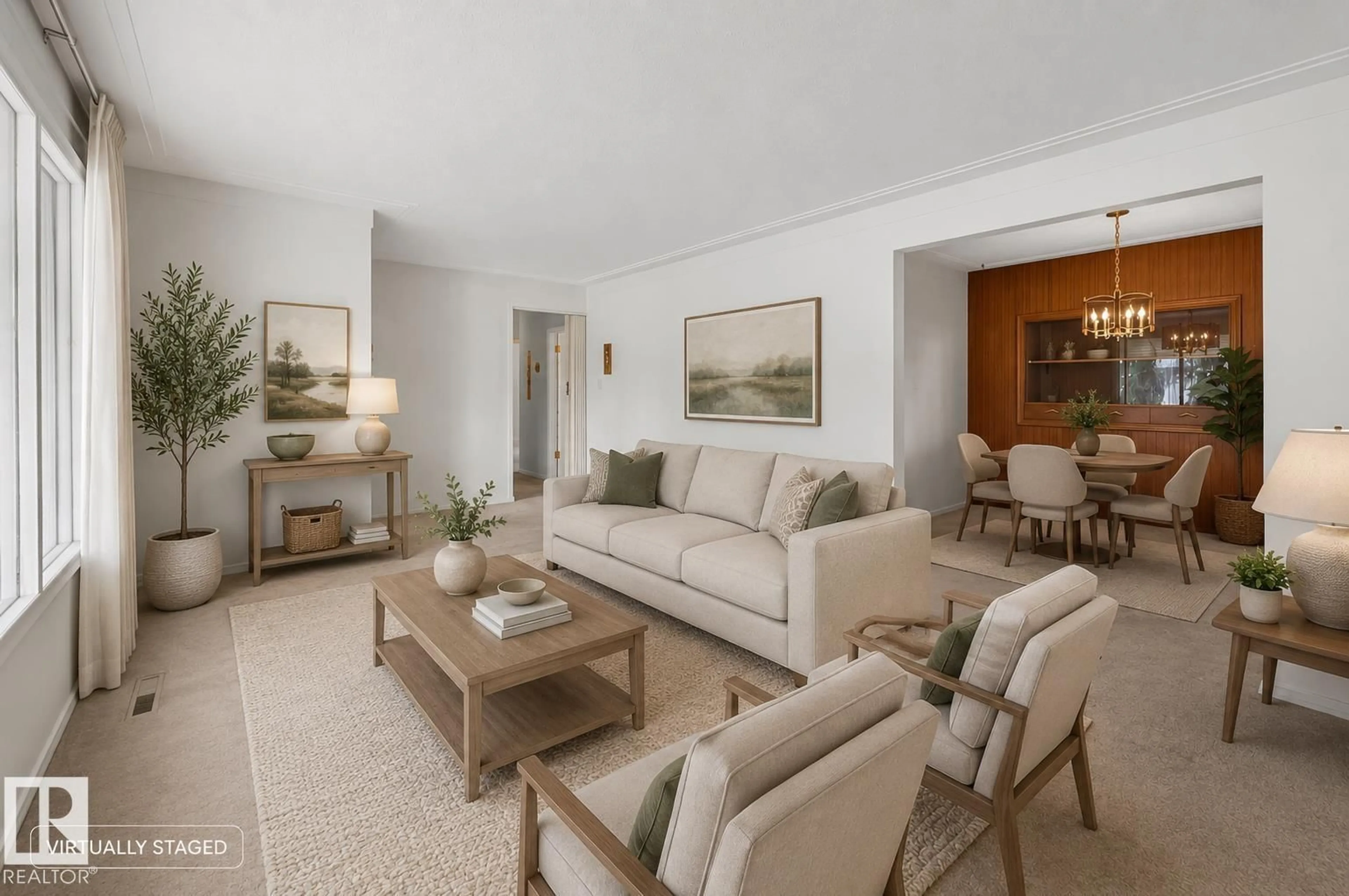 Living room with furniture, unknown for 7704 104 AV, Edmonton Alberta T6A0Y3