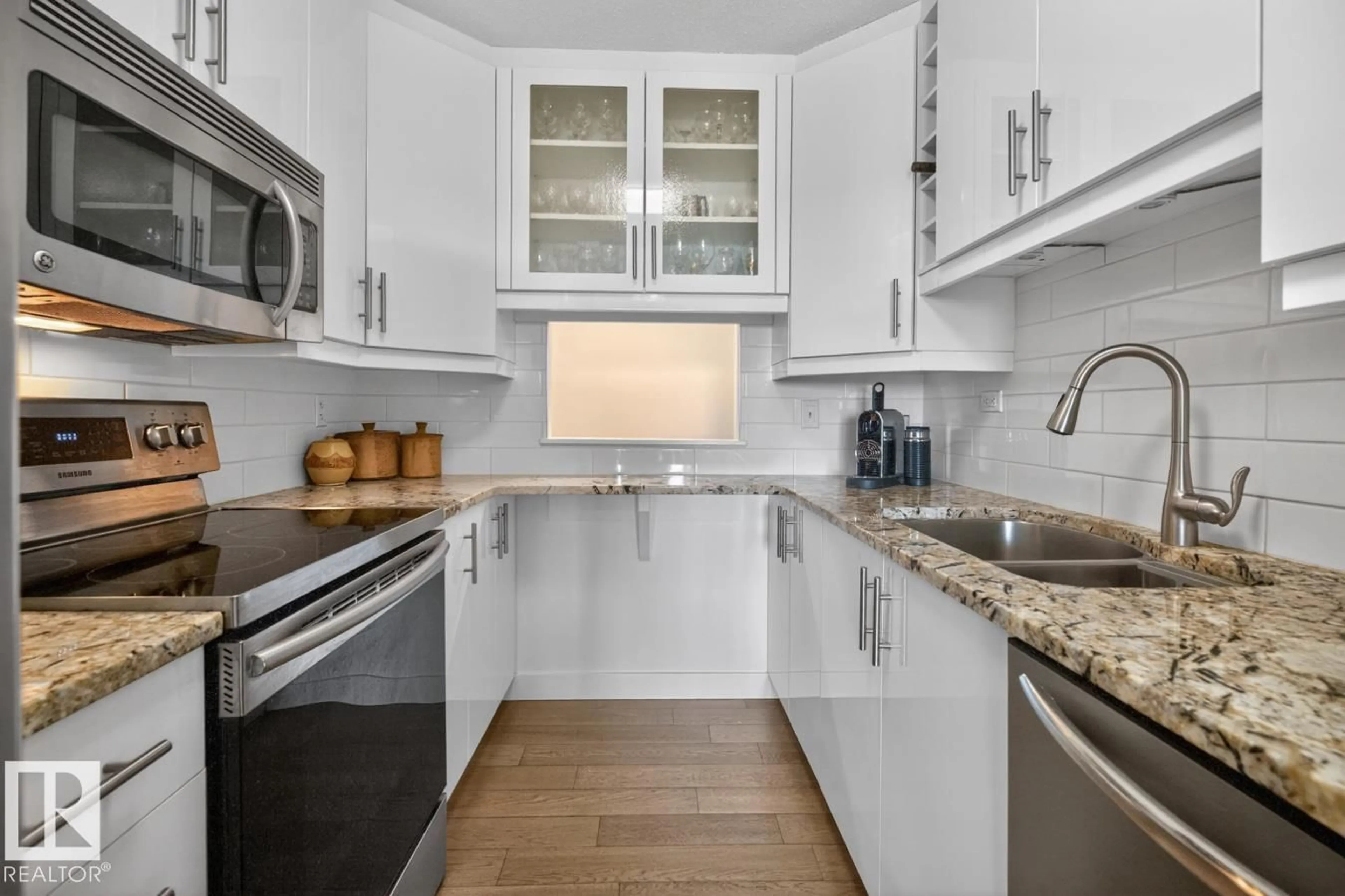 Standard kitchen, ceramic/tile floor for #602 - 12303 JASPER AVE, Edmonton Alberta T5N3K7