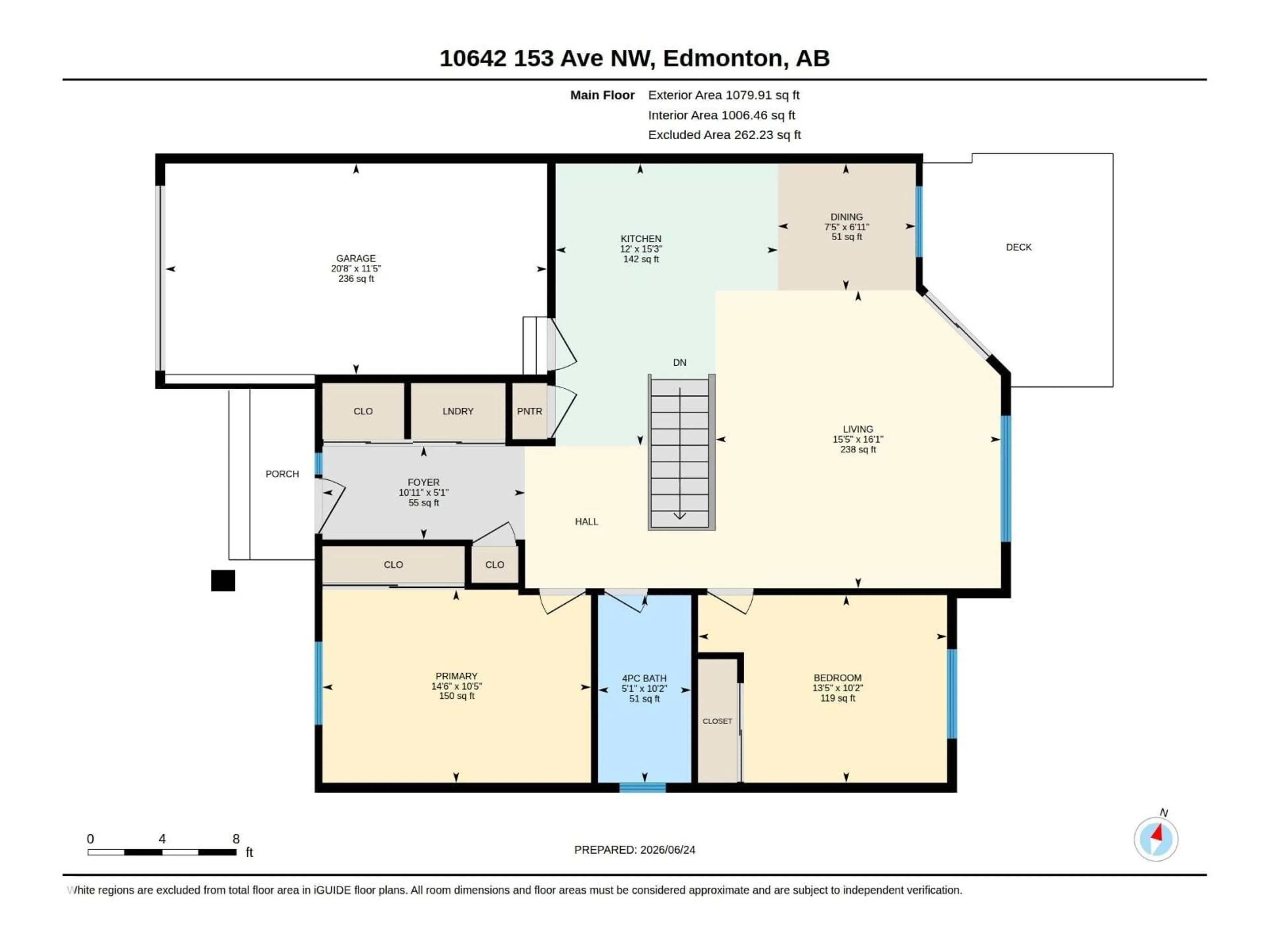 Floor plan for NW - 10642 153 AV, Edmonton Alberta T5X5R8
