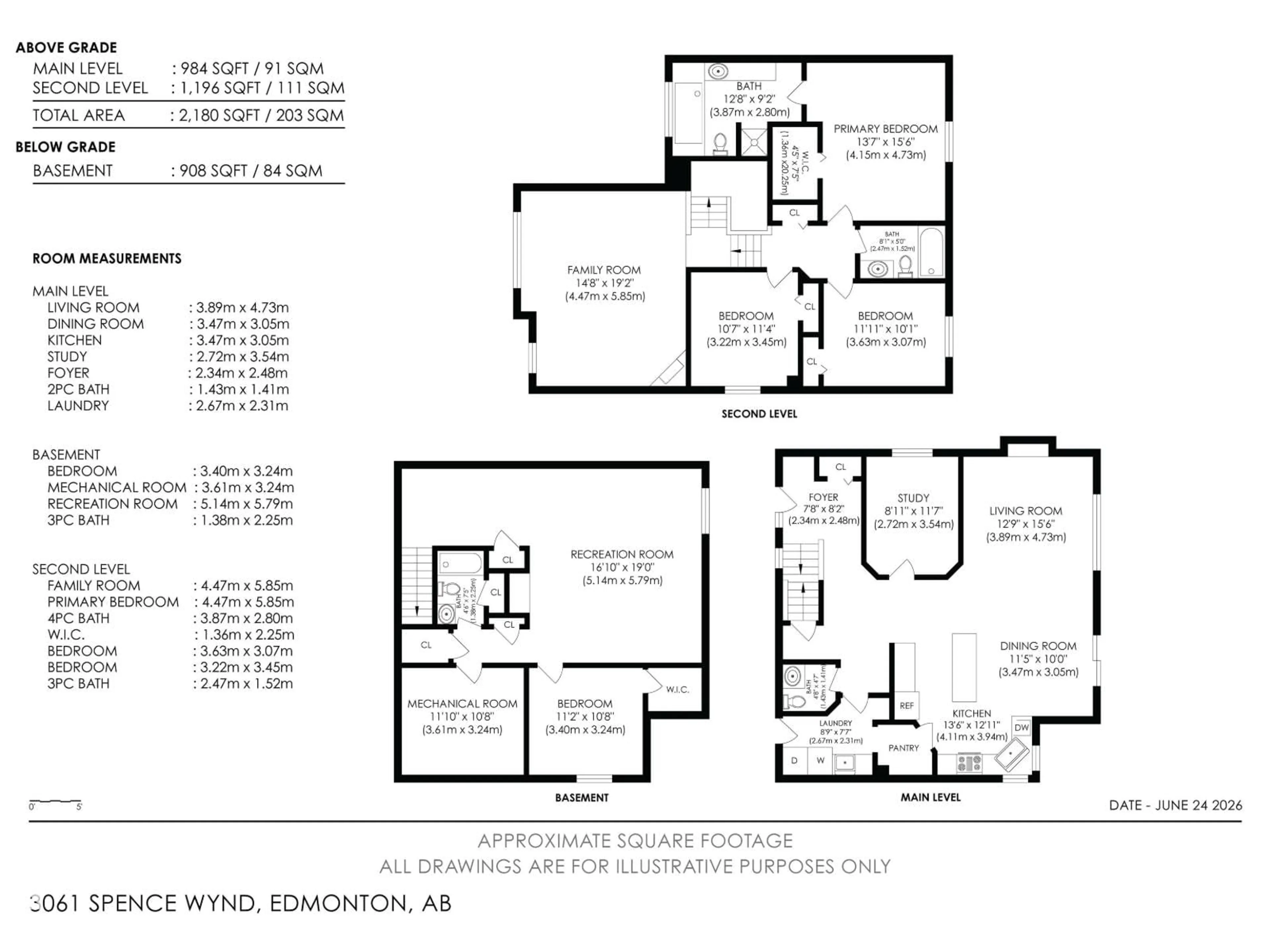 Floor plan for SW - 3061 SPENCE WD, Edmonton Alberta T6X0A5