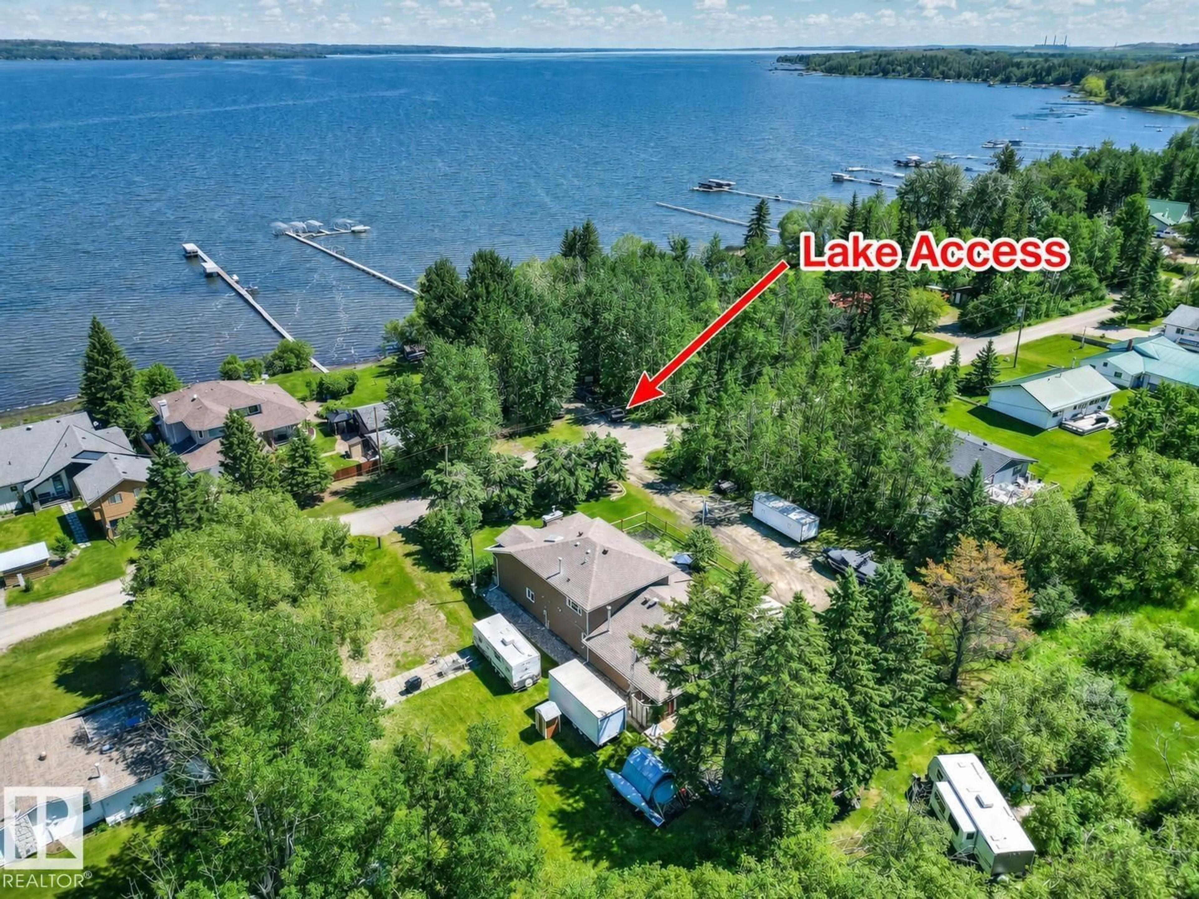 A pic from outside/outdoor area/front of a property/back of a property/a pic from drone, water/lake/river/ocean view for 75 RGE ROAD 54 A, Rural Parkland County Alberta T0E2B0