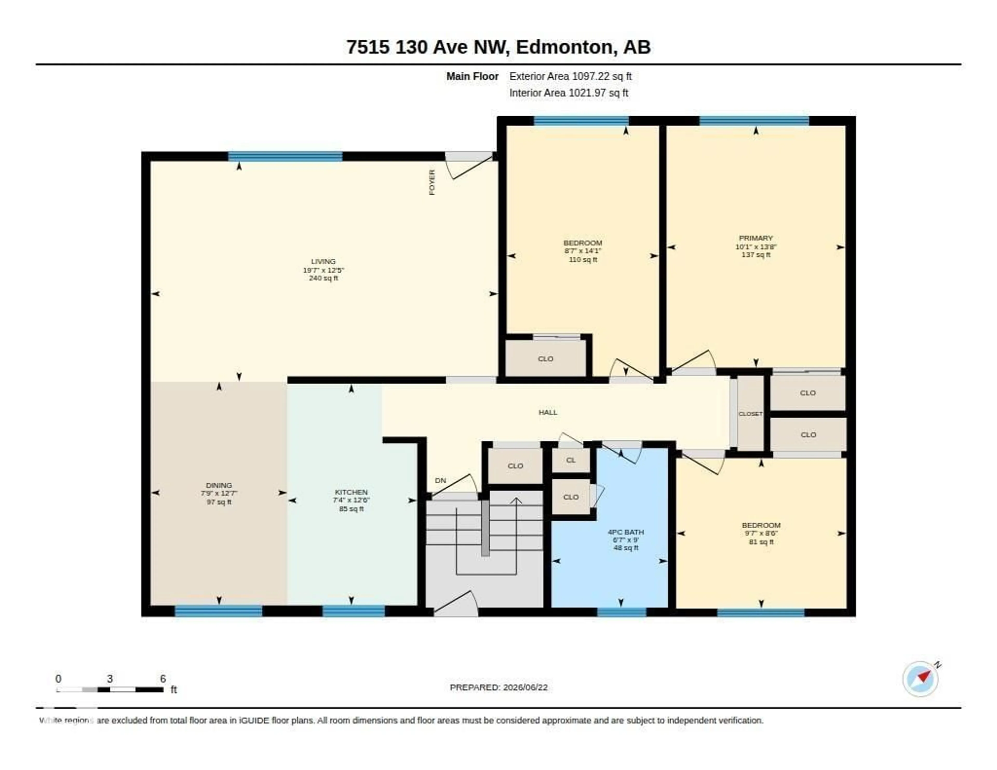 Floor plan for 7515 130 AV, Edmonton Alberta T5C1Y3