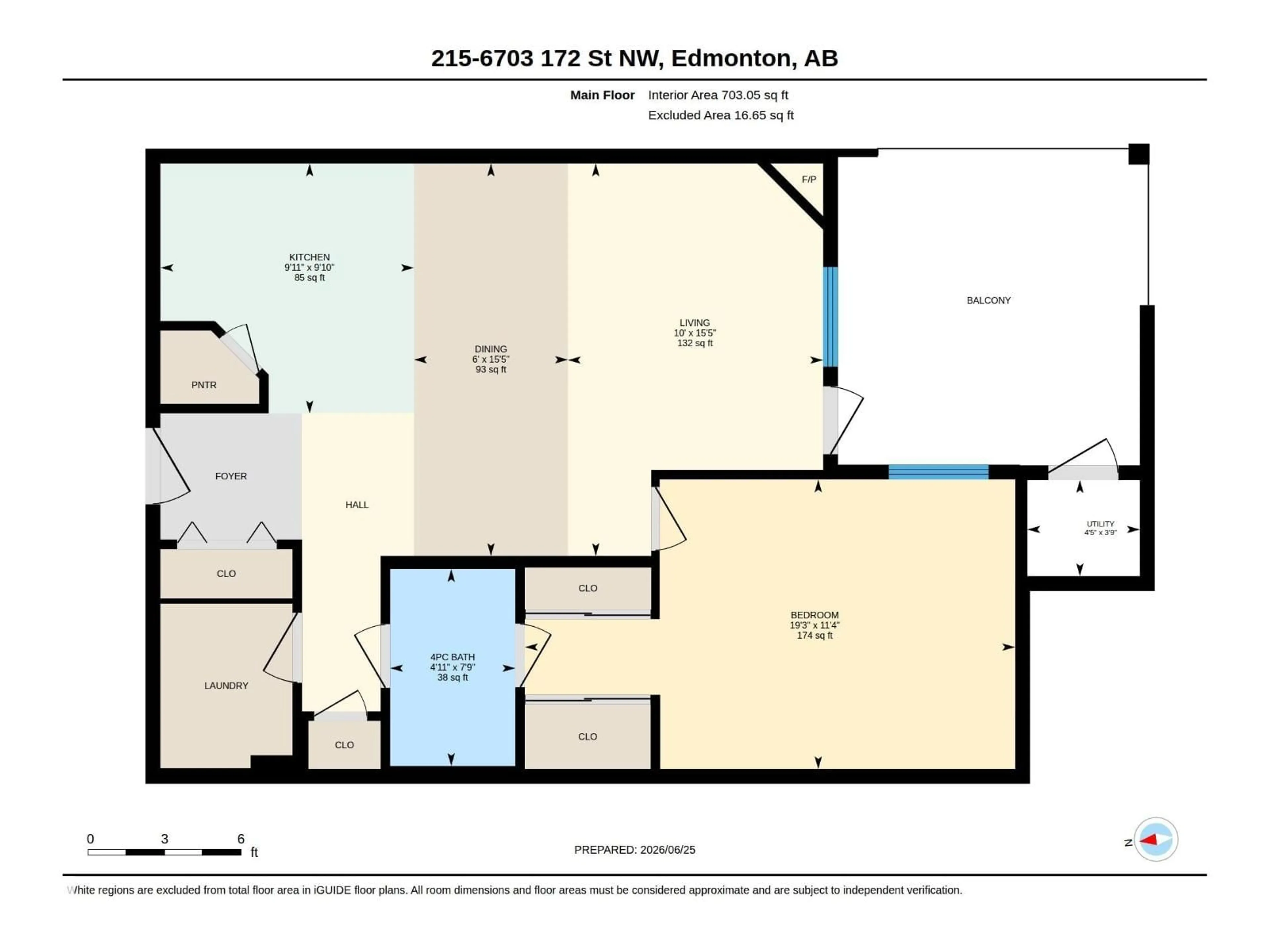 Floor plan for #215 - 6703 172 ST, Edmonton Alberta T5T6H9