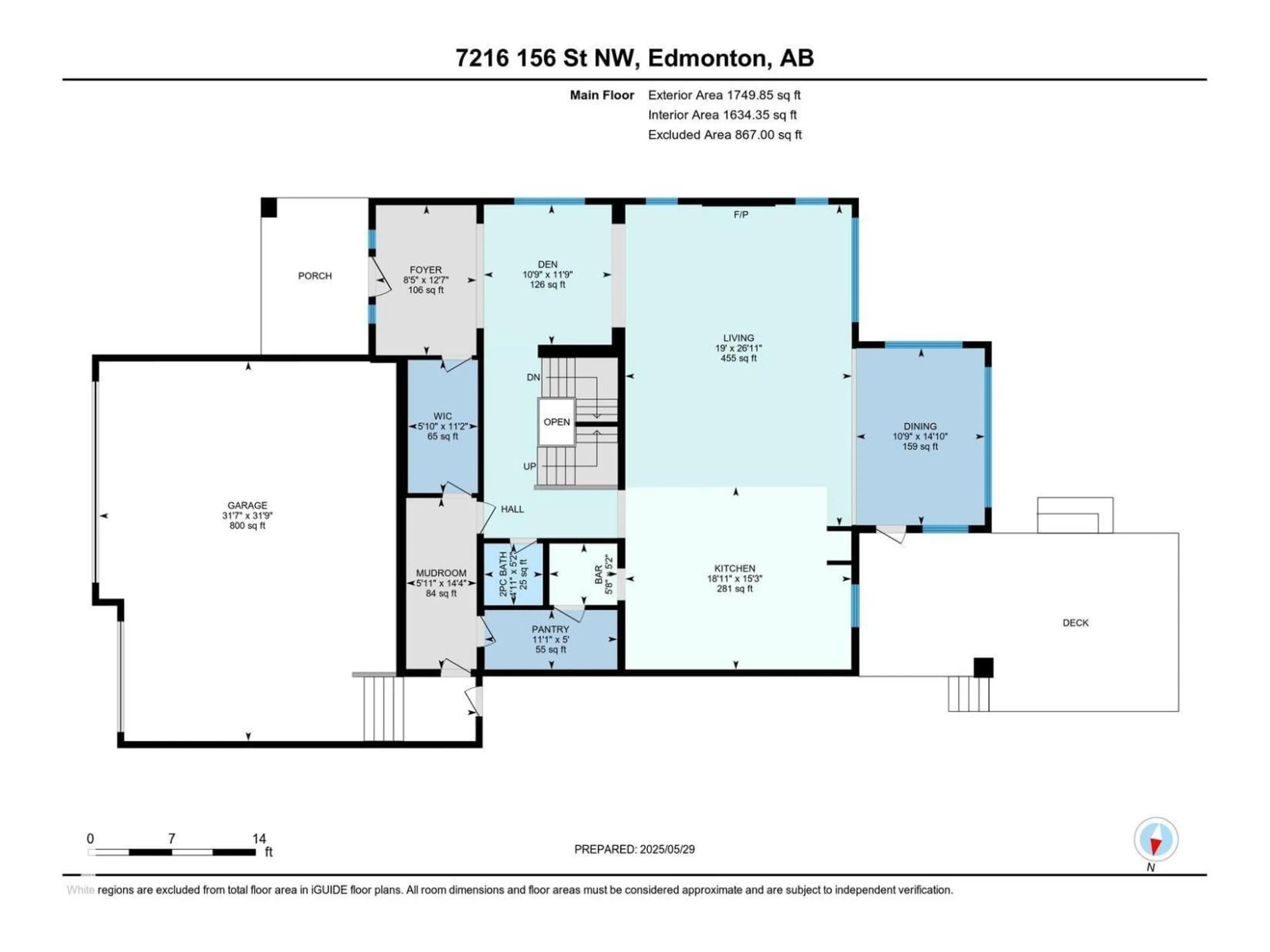 Floor plan for 7216 156 ST, Edmonton Alberta T5R4K8