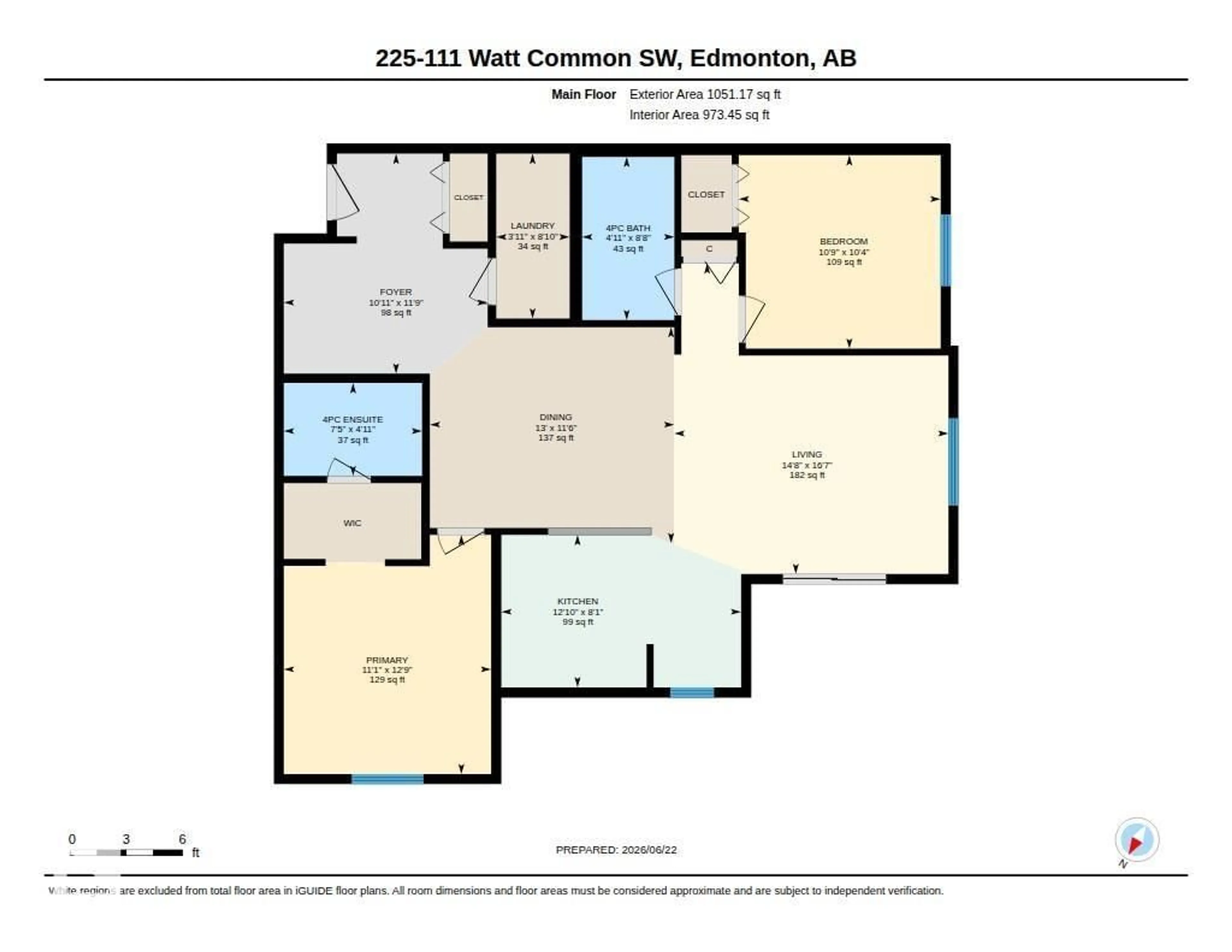 Floor plan for 225 WATT CM, Edmonton Alberta T6X2C6