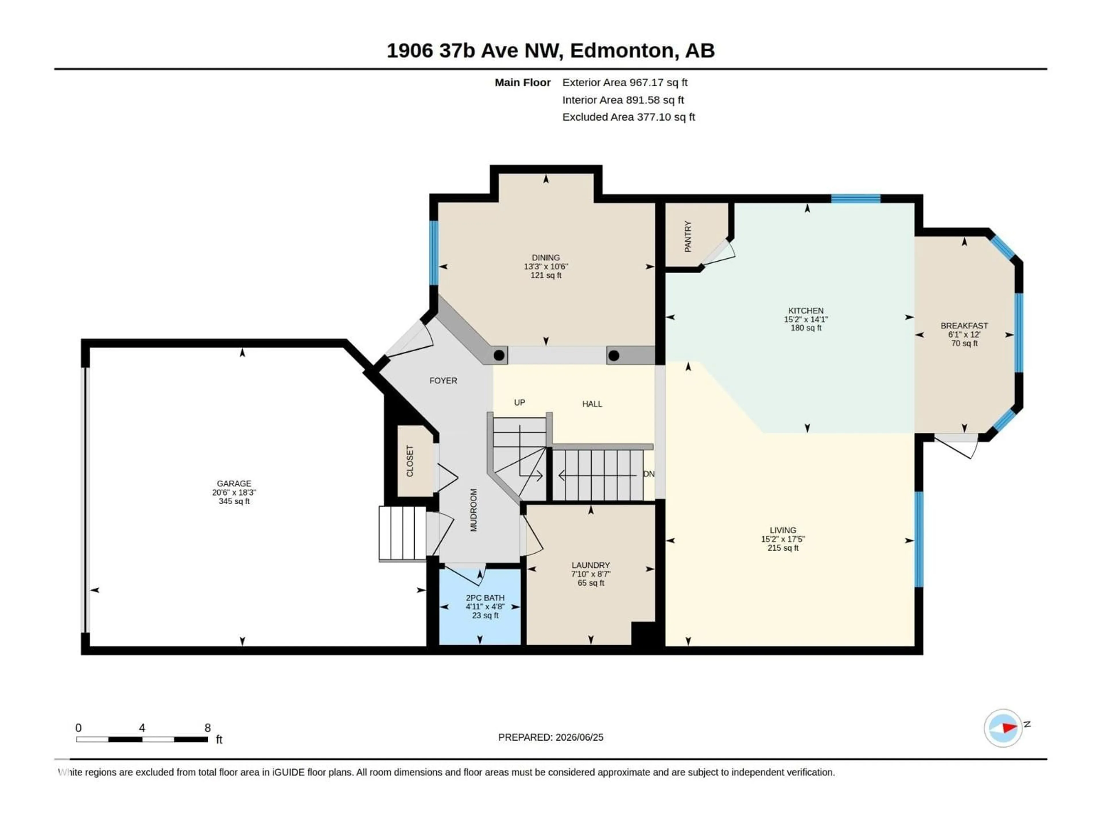 Floor plan for 1906 37B AV, Edmonton Alberta T6T1S5
