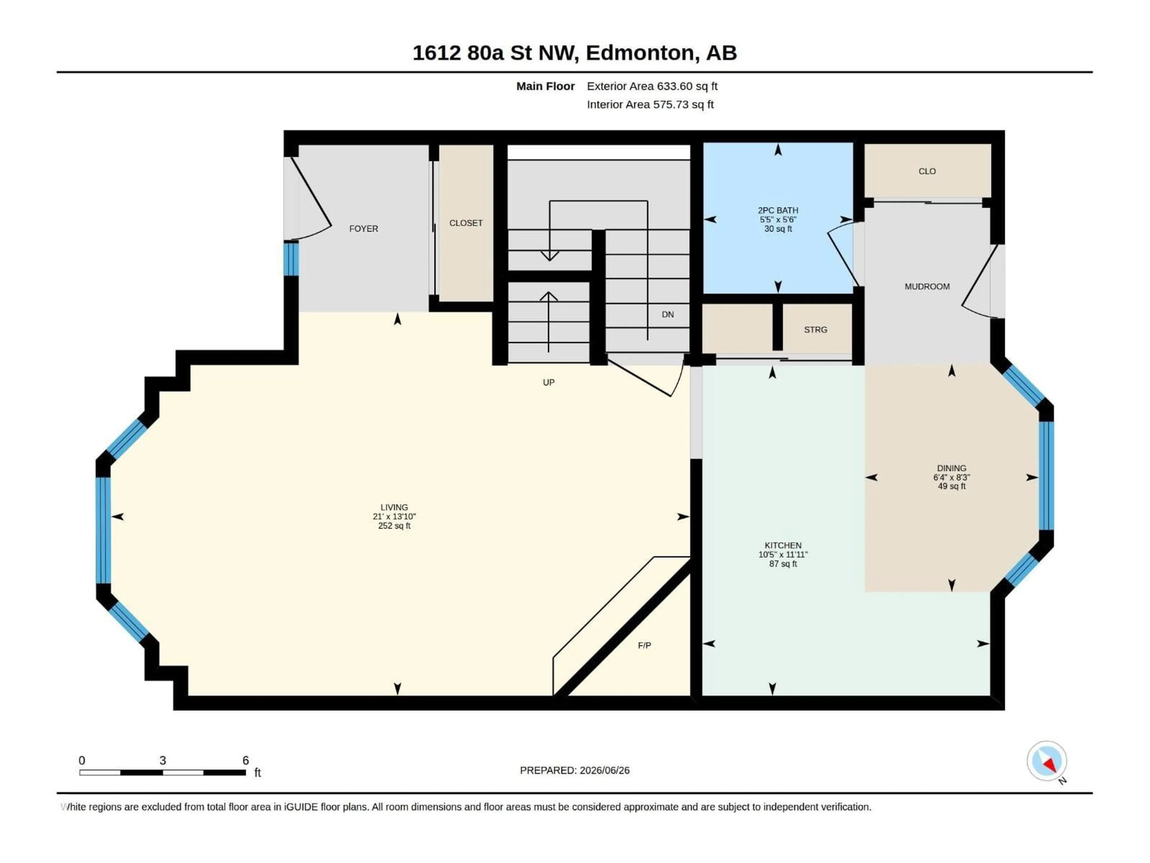 Floor plan for NW - 1612 80A ST, Edmonton Alberta T6K4E1