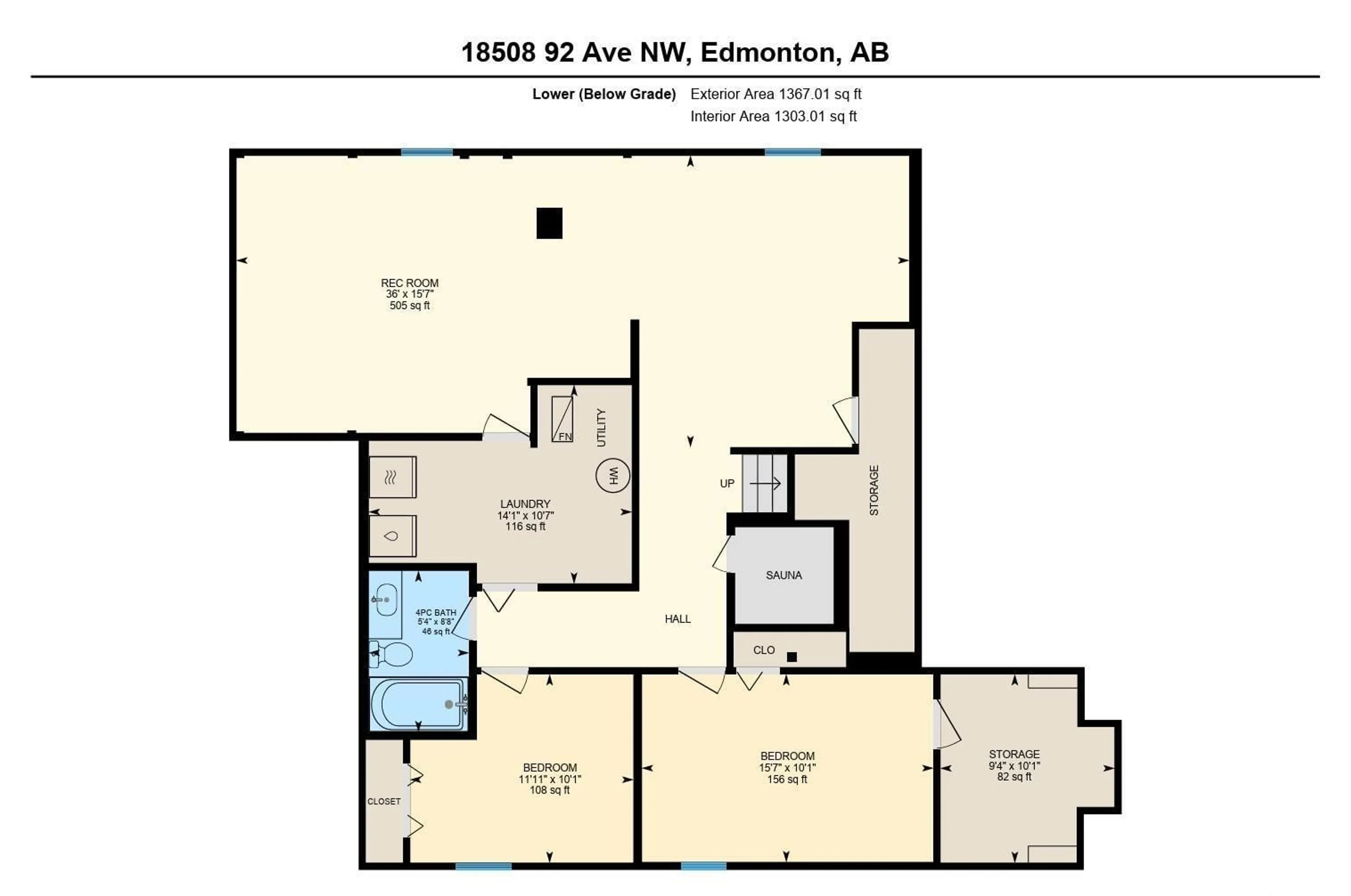 Floor plan for 18508 92 AV, Edmonton Alberta T5T1P4