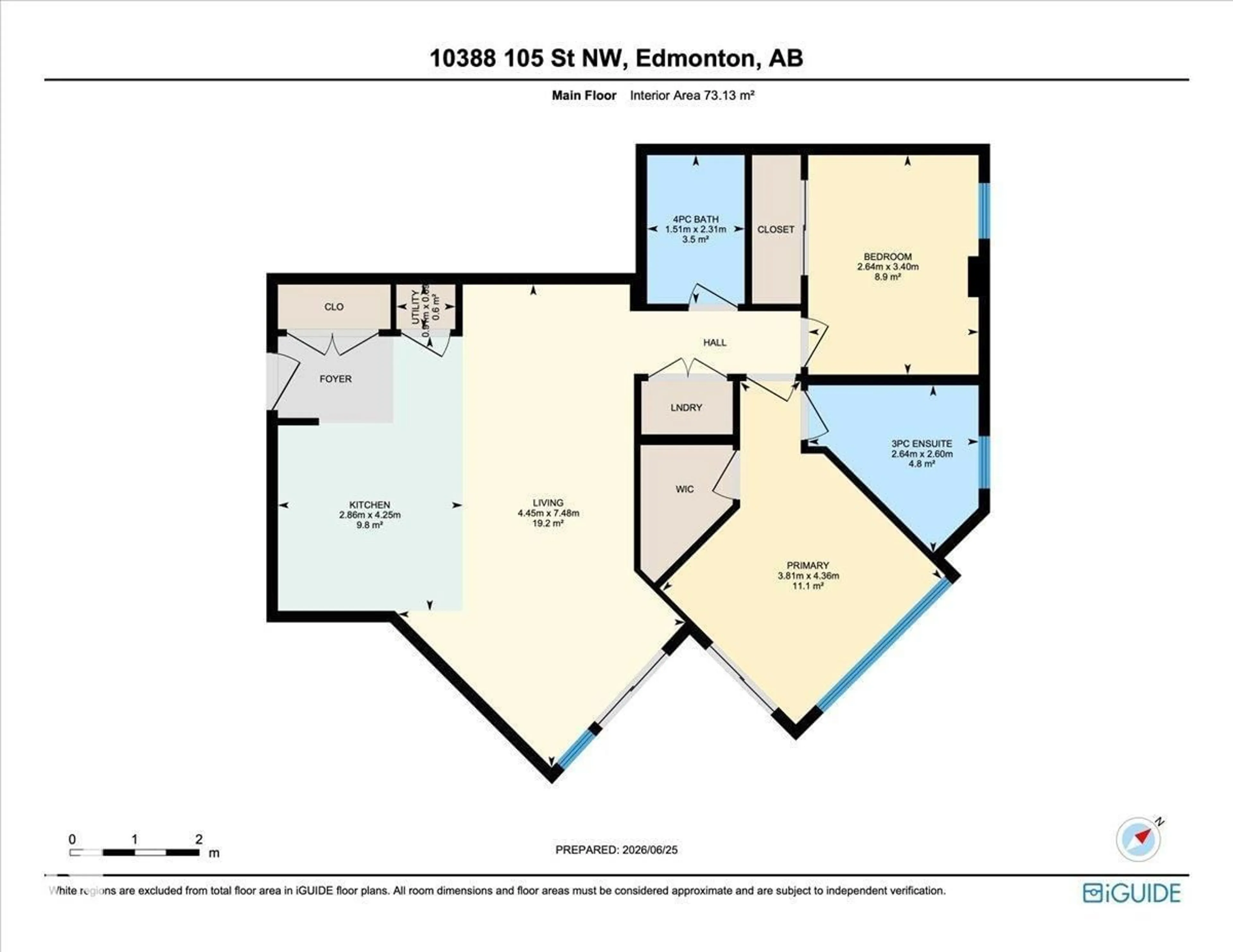 Floor plan for 406 - 10388 105 ST NW, Edmonton Alberta T5J1E6