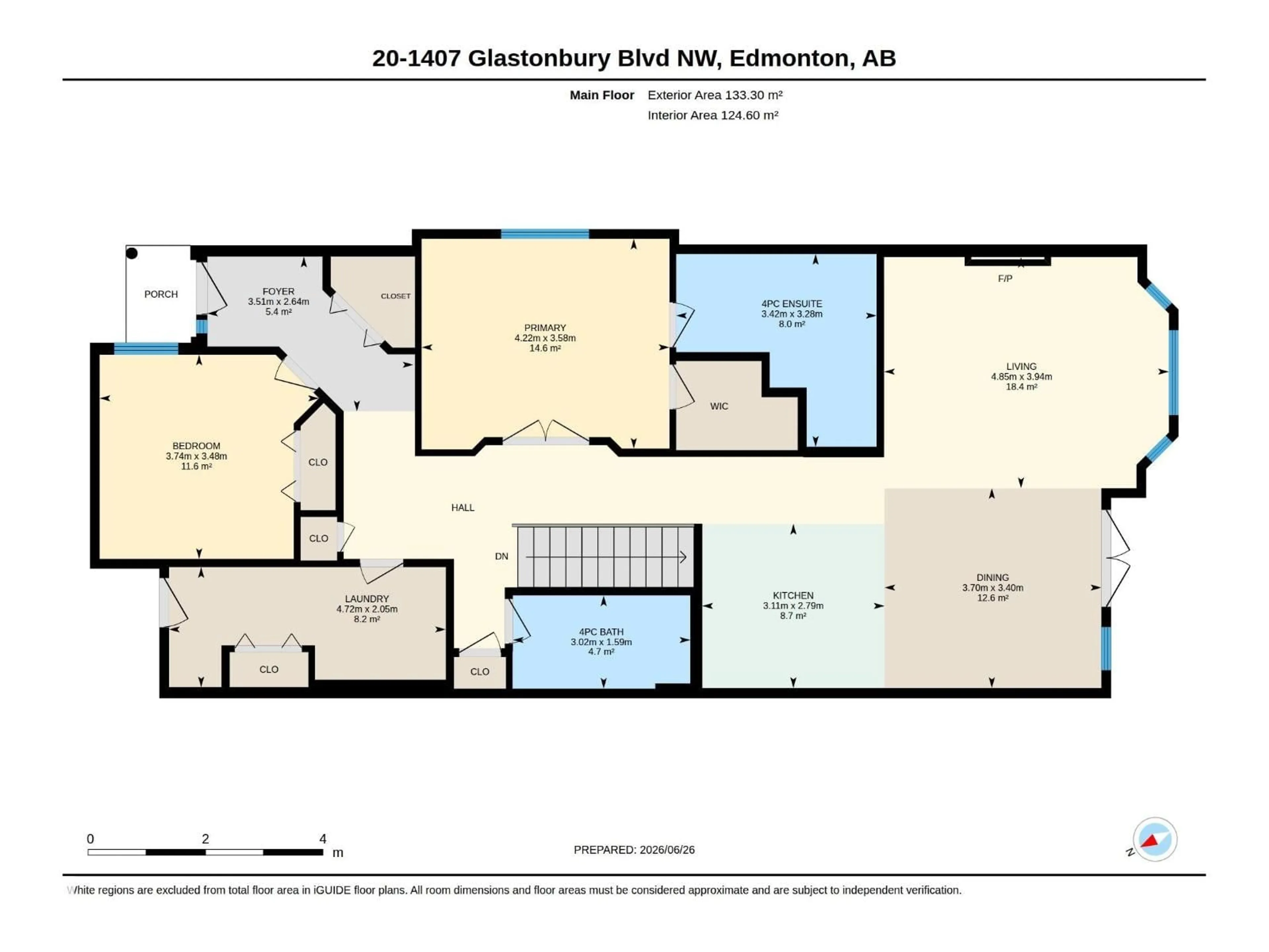 Floor plan for 1407 - 20 GLASTONBURY BV, Edmonton Alberta T5T3W3