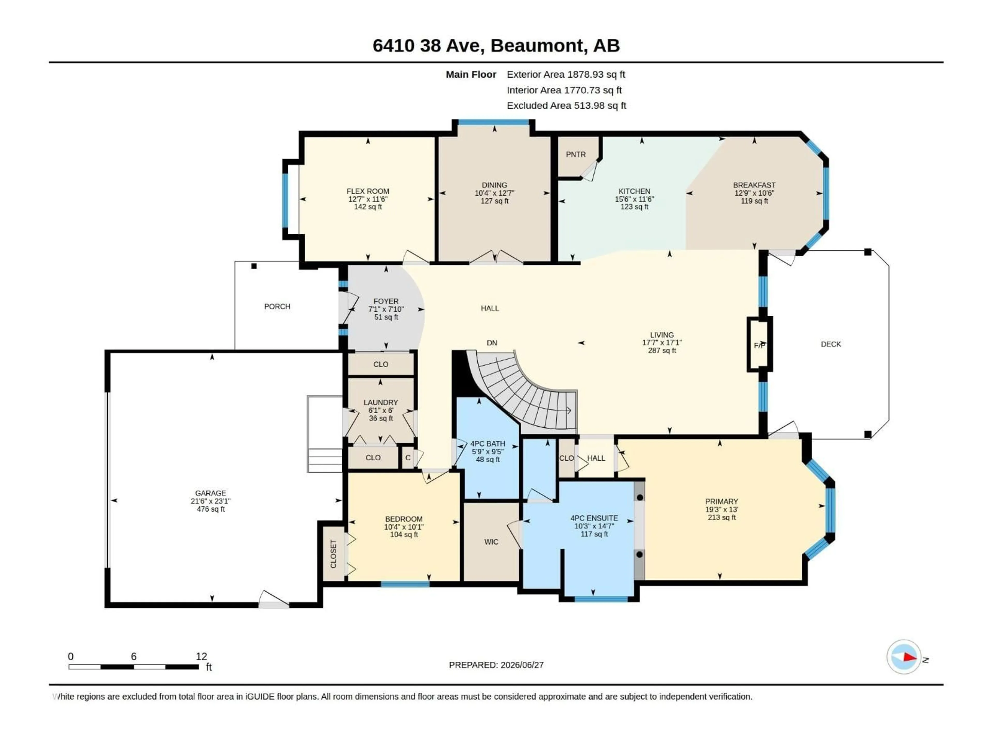 Floor plan for 6410 38 AV, Beaumont Alberta T4X0G4