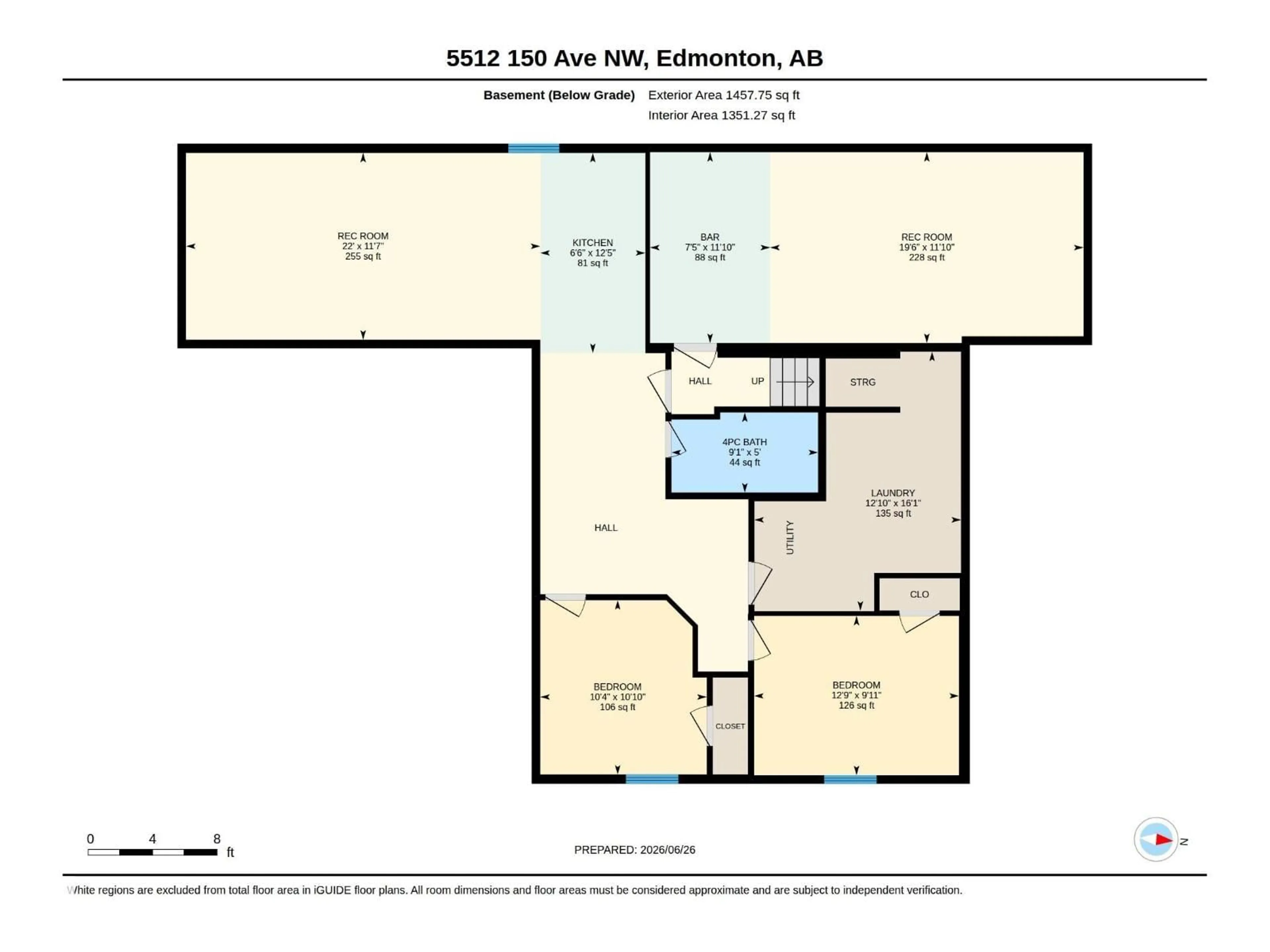 Floor plan for 5512 150 AV, Edmonton Alberta T5A2L8