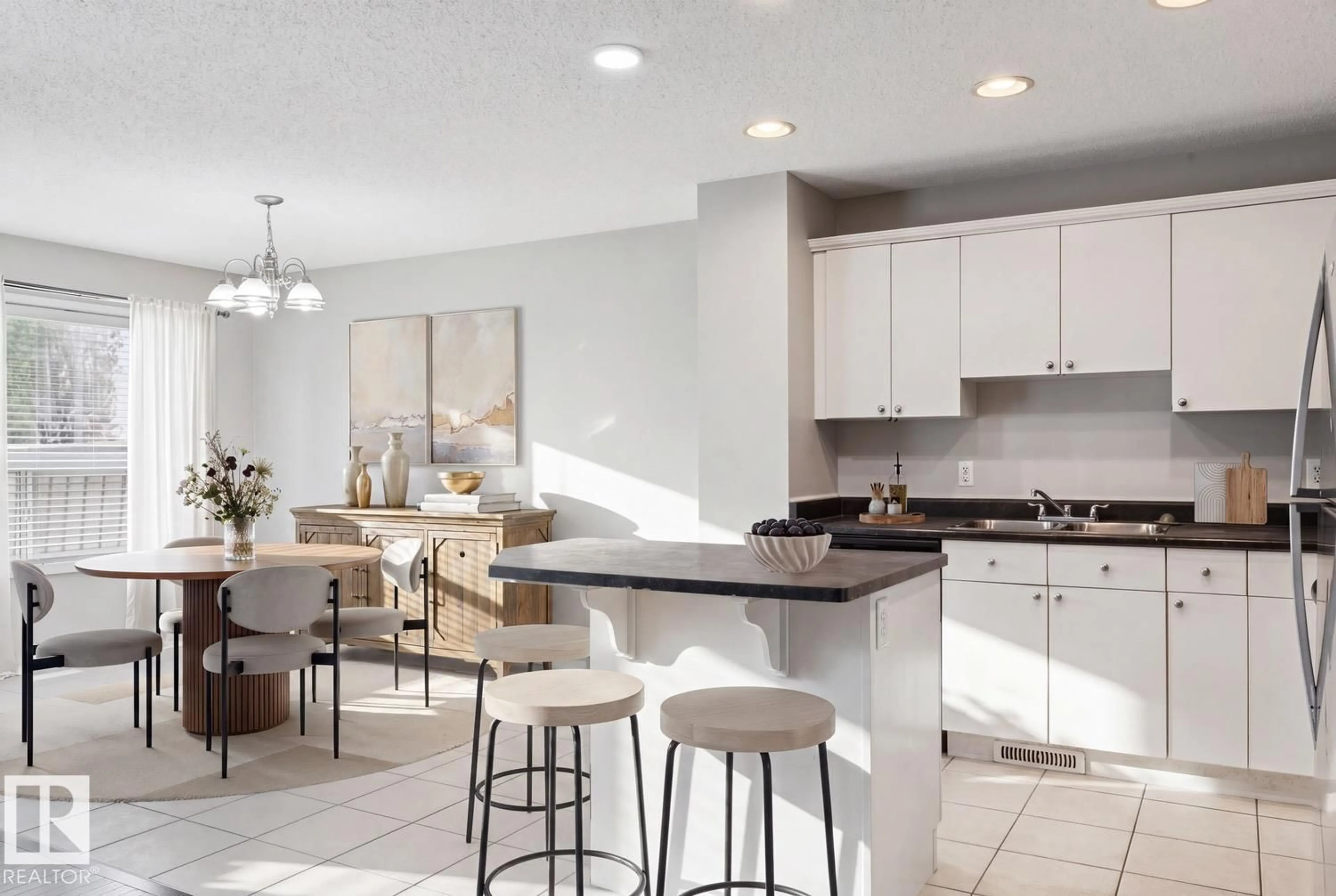 Open concept kitchen, ceramic/tile floor for 9035 SCOTT CR, Edmonton Alberta T6R0E8