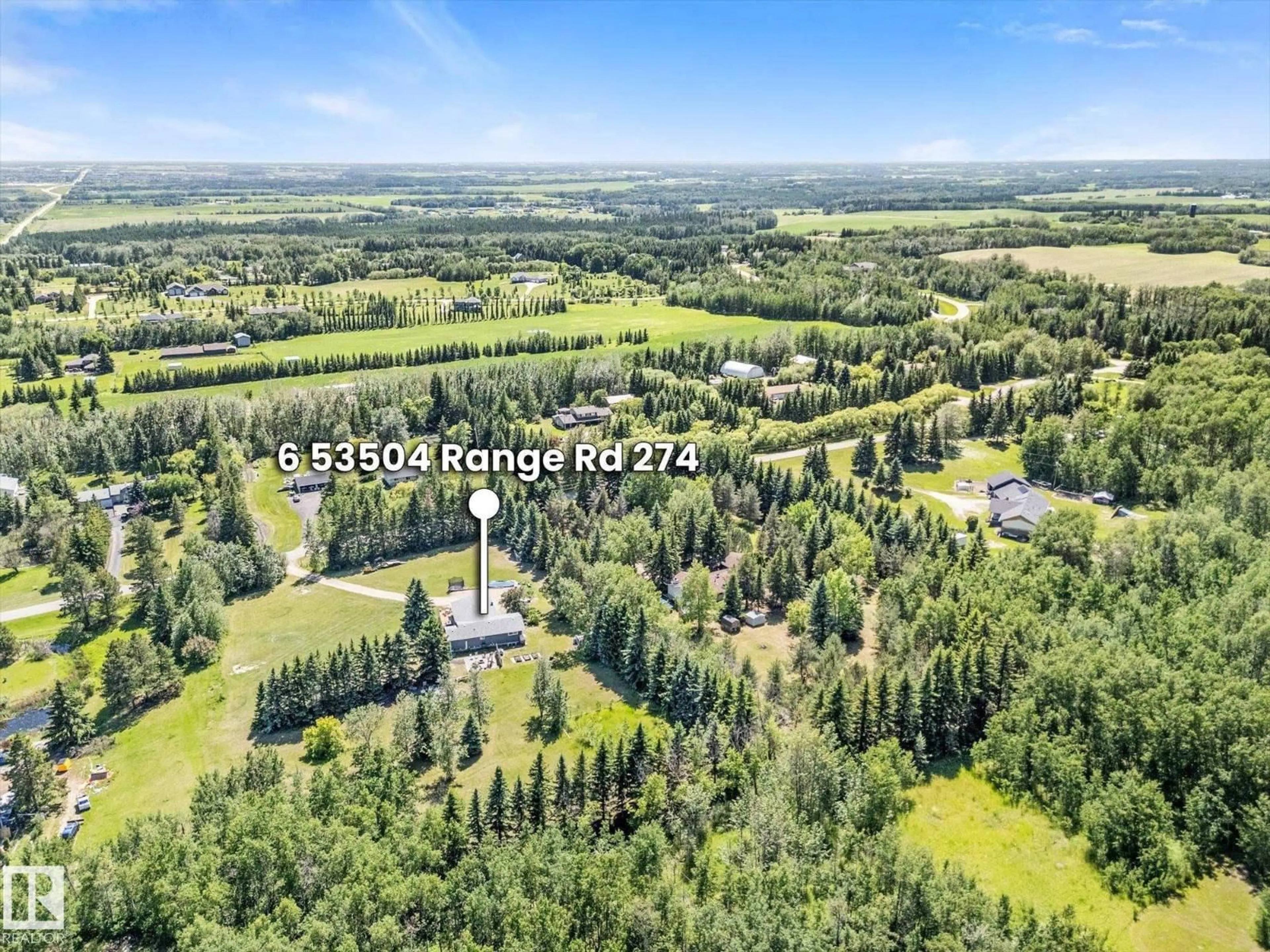 A pic from outside/outdoor area/front of a property/back of a property/a pic from drone, forest/trees view for 53504 - 6 RGE ROAD 274, Rural Parkland County Alberta T7X3T1