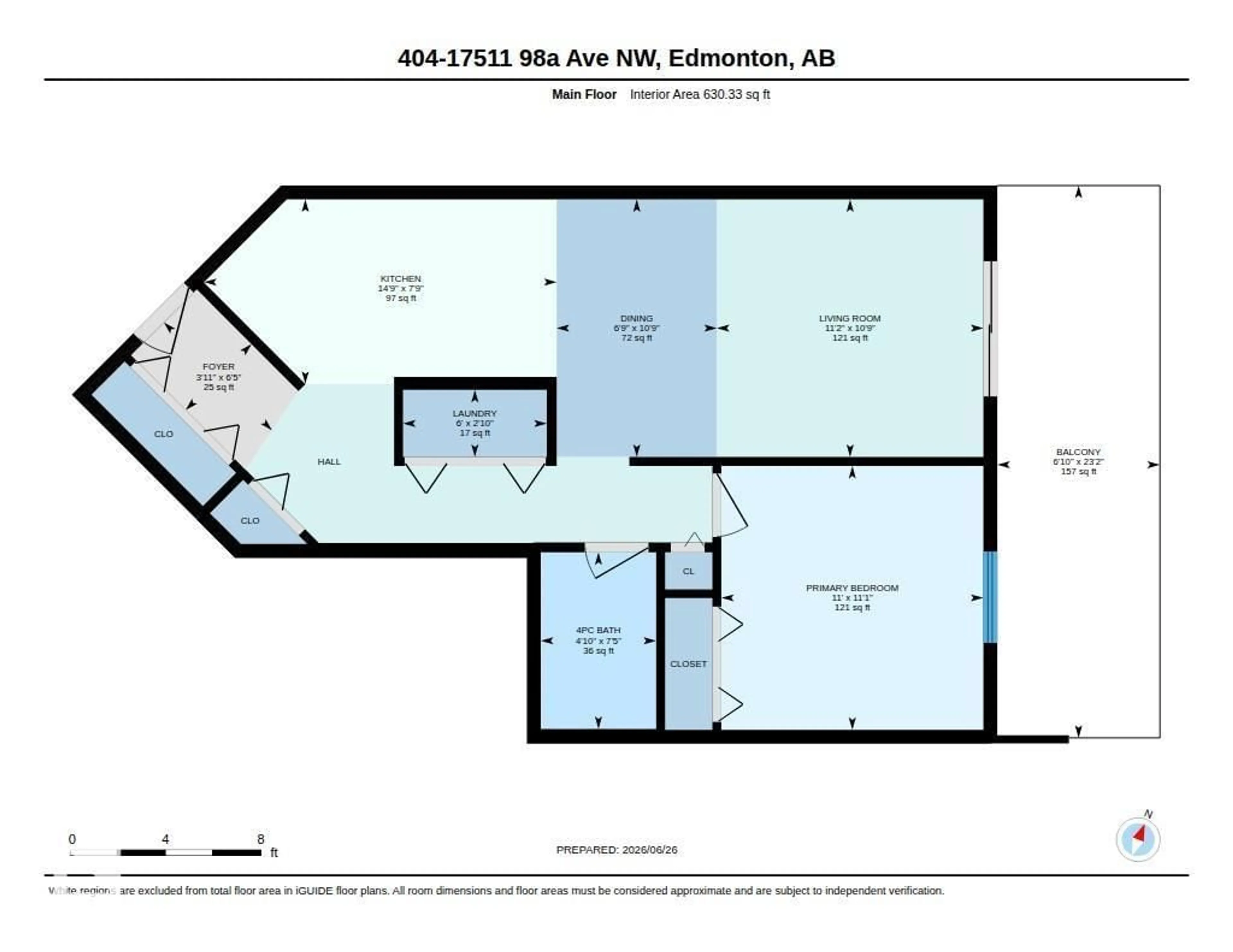 Floor plan for #404 - 17511 98A AV, Edmonton Alberta T5T6A2