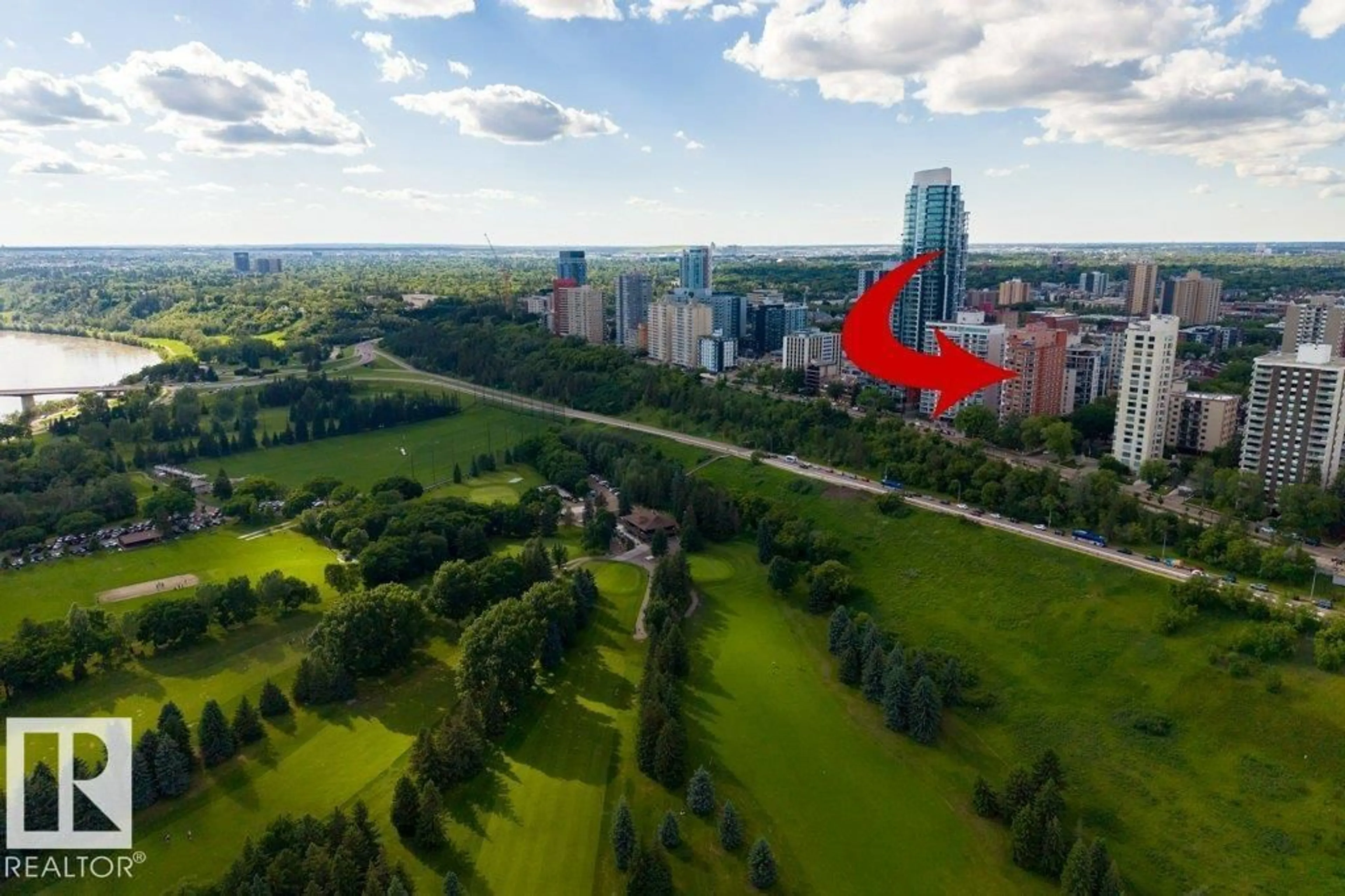 A pic from outside/outdoor area/front of a property/back of a property/a pic from drone, city buildings view from balcony for #1602 - 1602 119 ST, Edmonton Alberta T5K1Y8