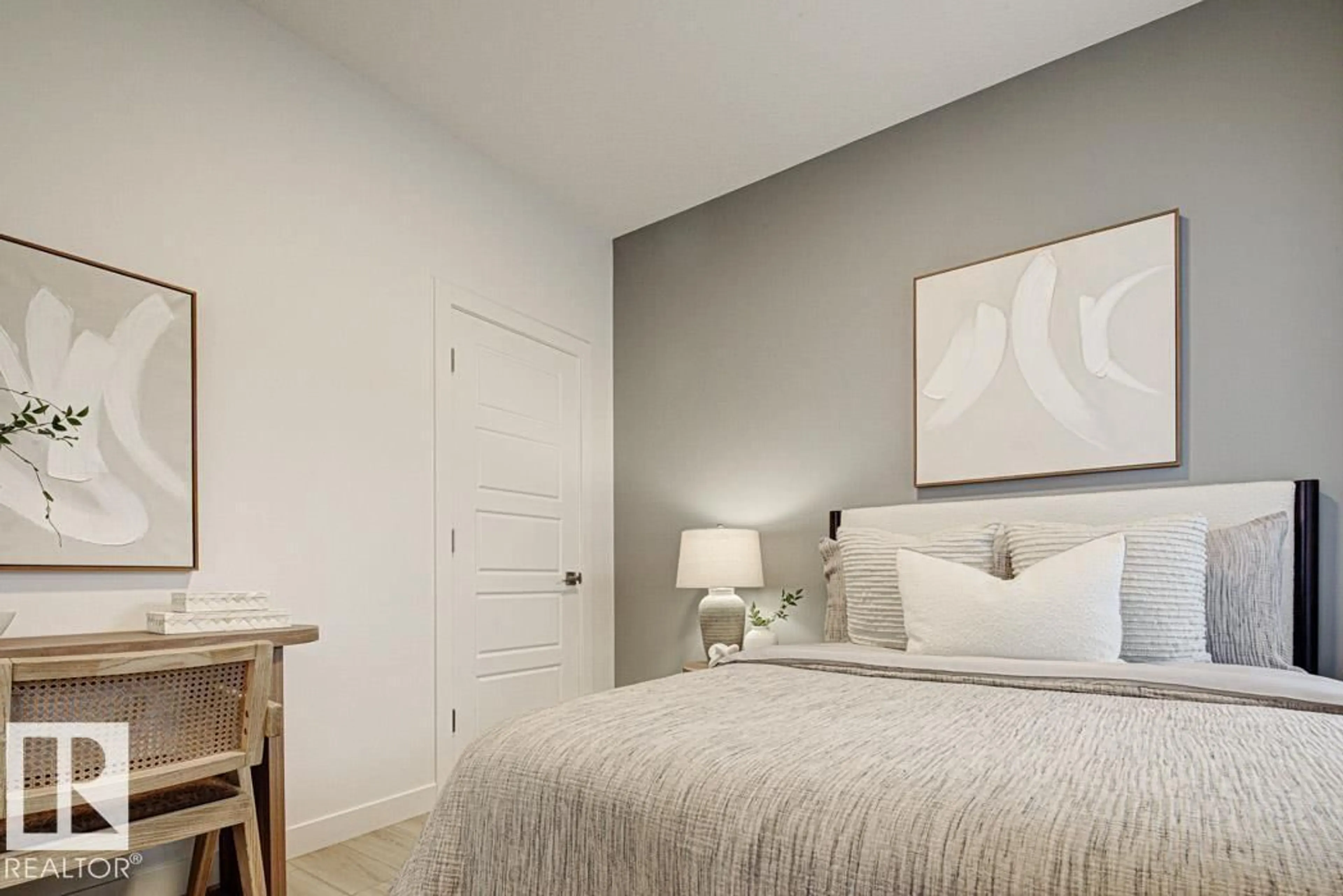 Bedroom with bed, unknown for NE - 17631 7 ST, Edmonton Alberta T5Y4K3