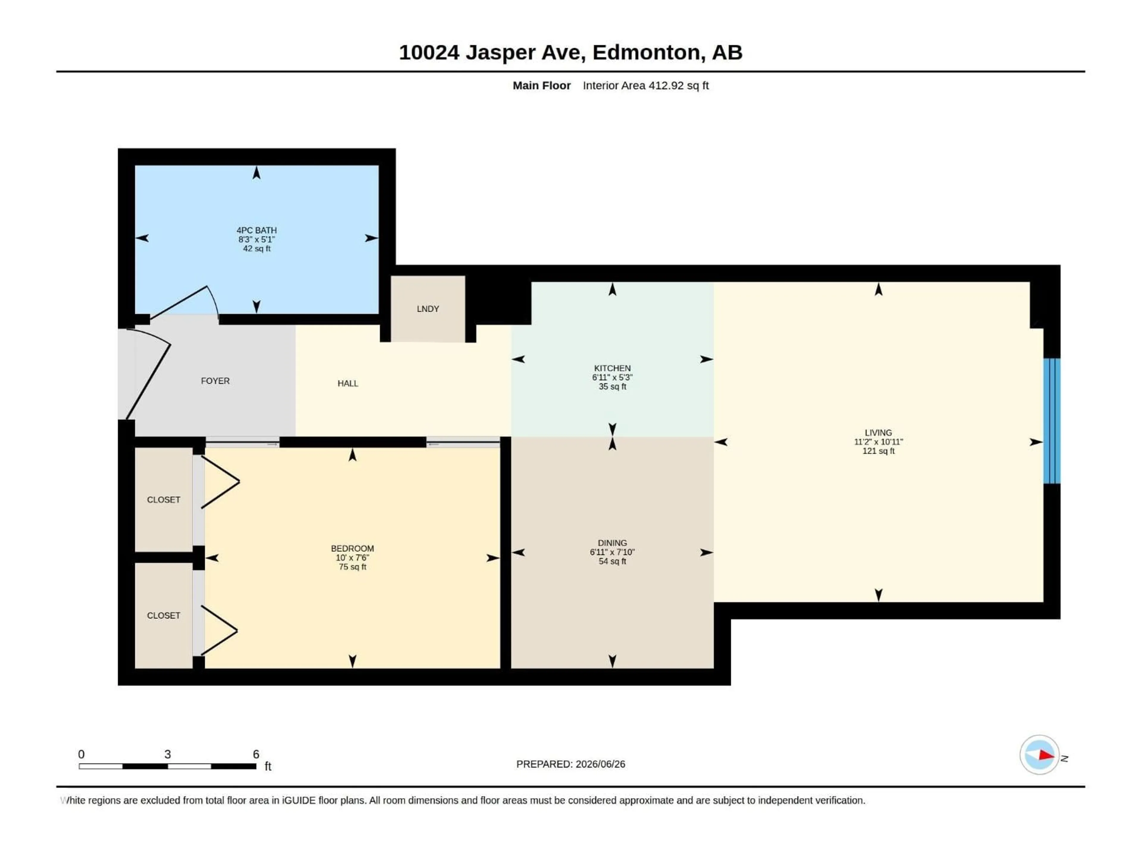 Floor plan for #404 - 10024 JASPER AV, Edmonton Alberta T5J1R9