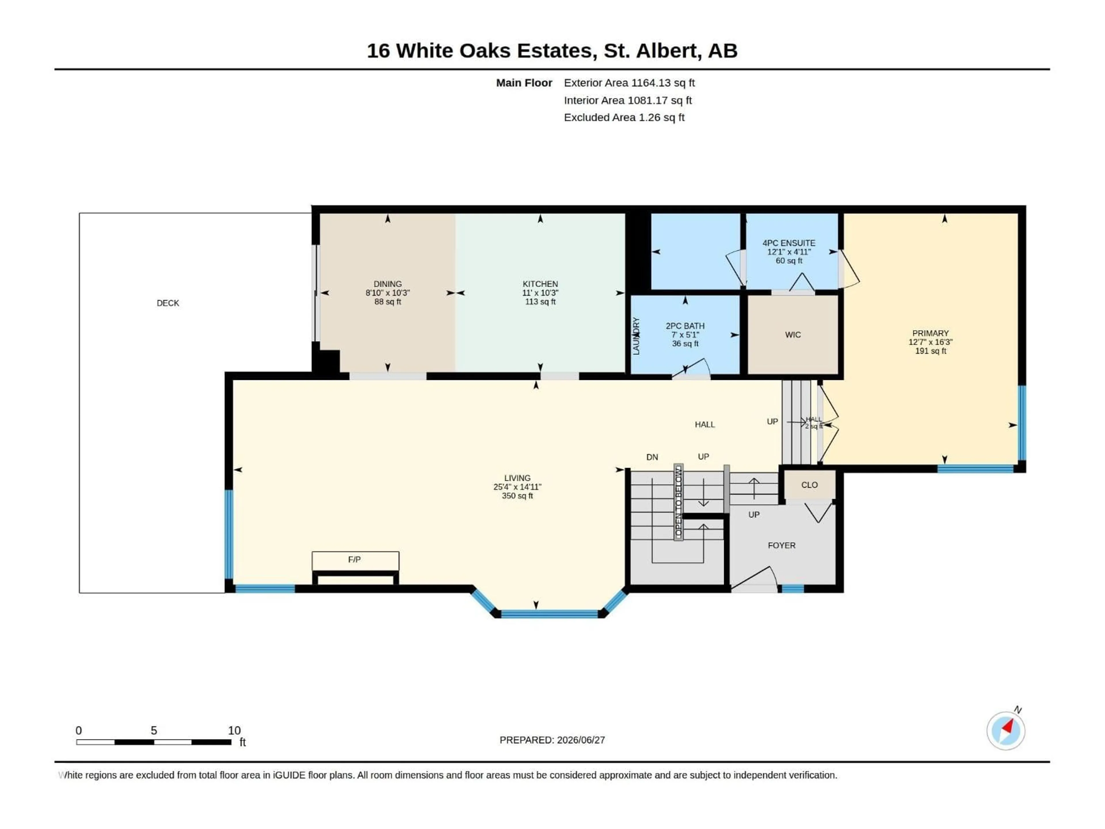 Floor plan for 16 WHITEOAKS ES, St. Albert Alberta T8N3M2