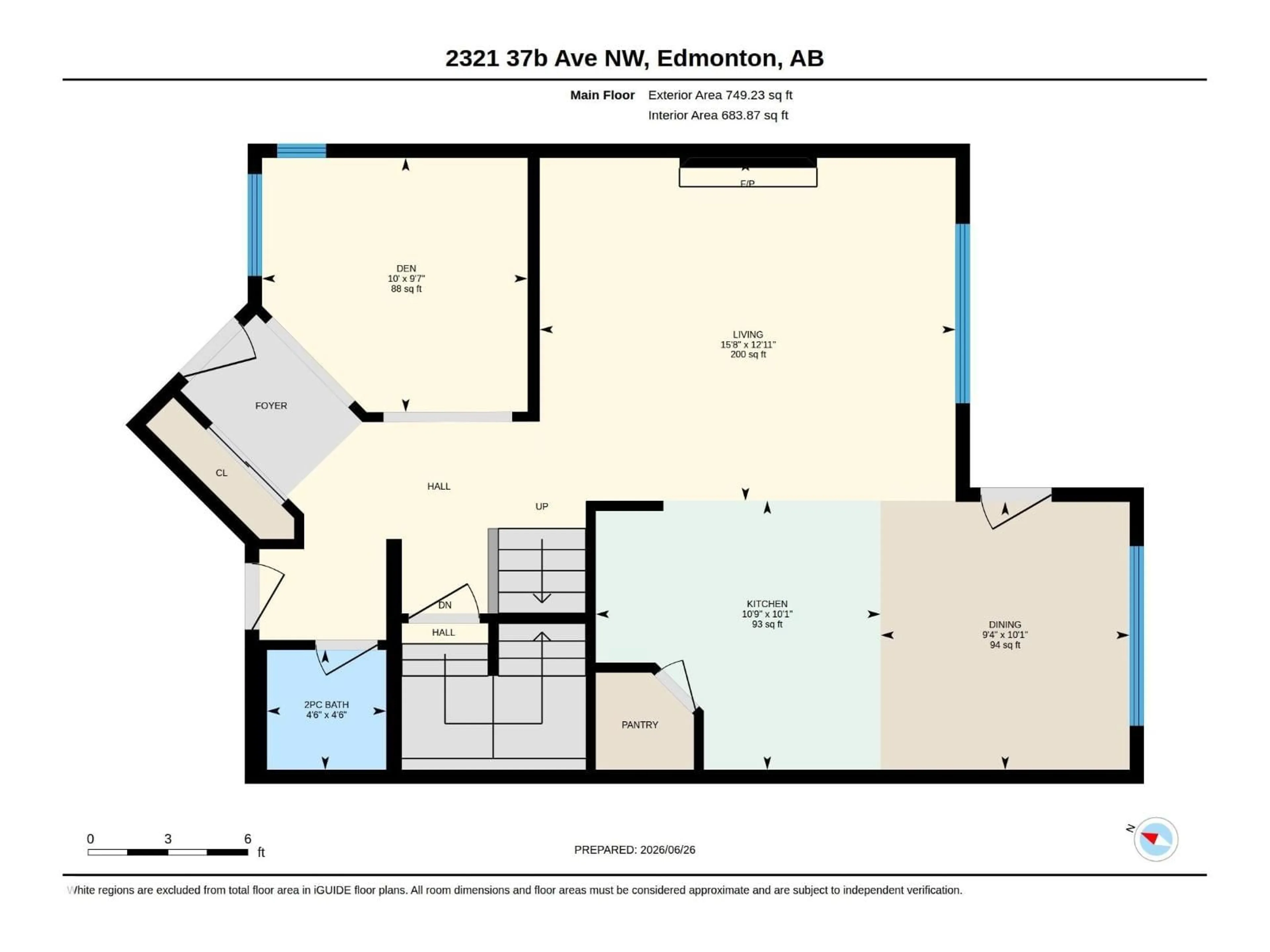 Floor plan for NW - 2321 37B AVE, Edmonton Alberta T6T1N8