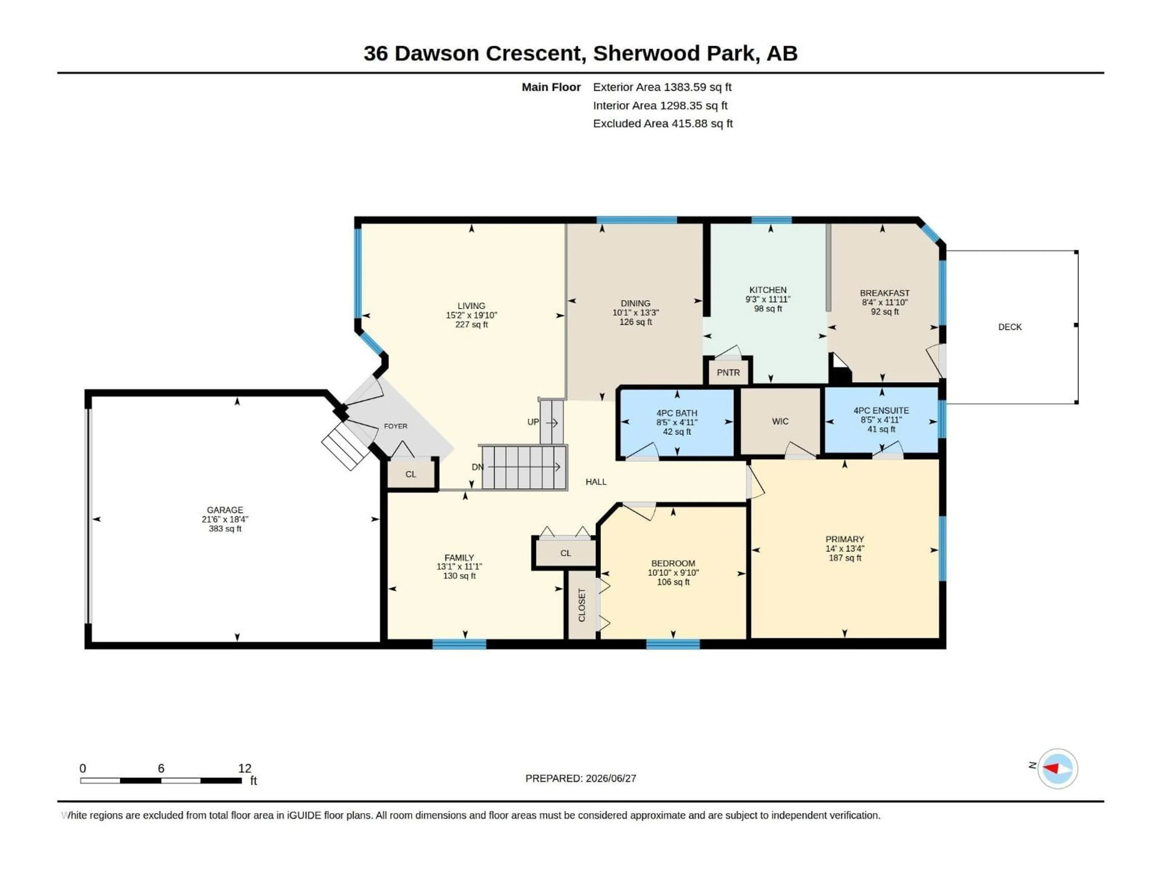 Floor plan for 36 DAWSON CR, Sherwood Park Alberta T8H1Z6