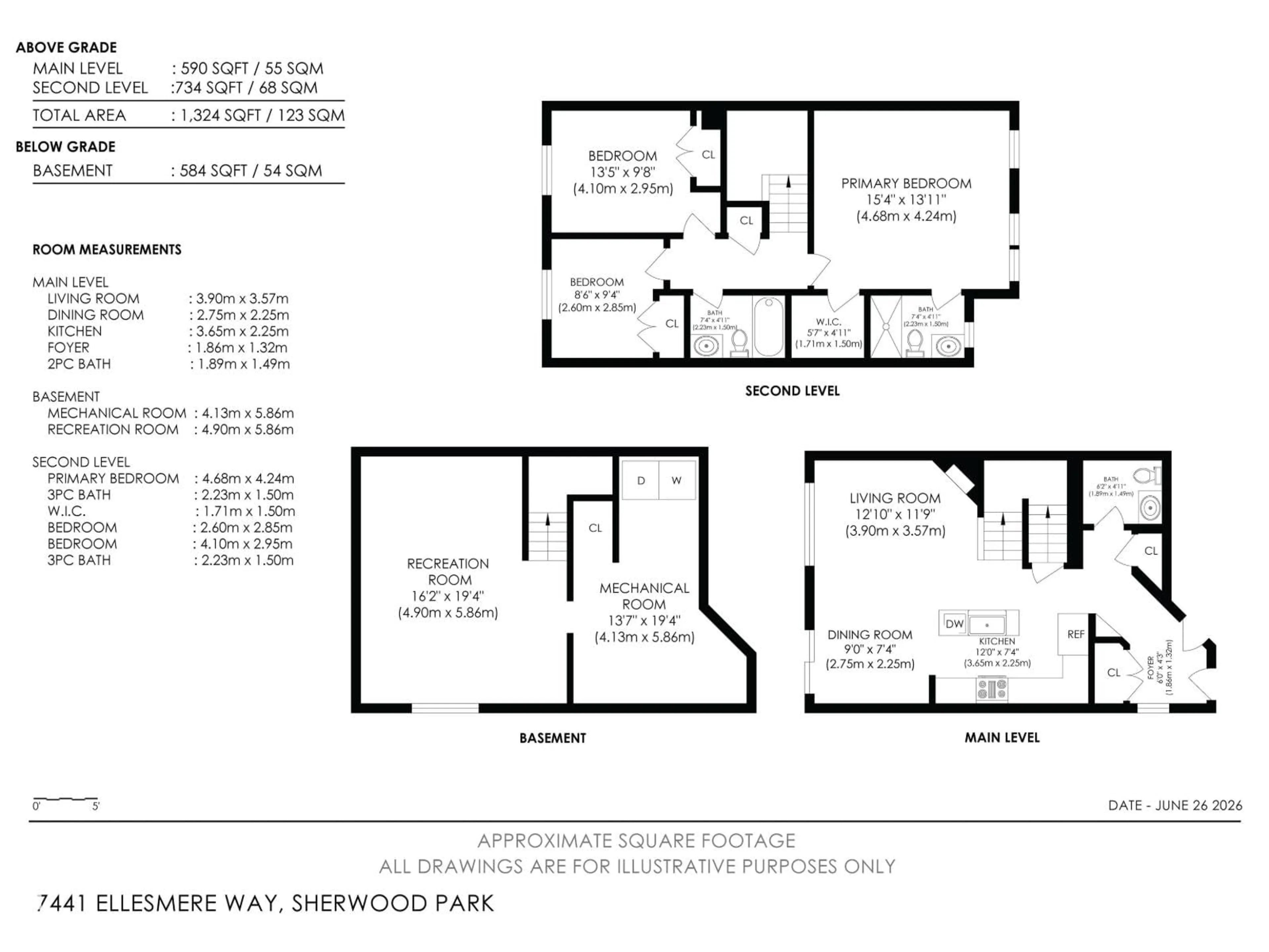 Floor plan for 7441 ELLESMERE WY, Sherwood Park Alberta T8H0N4