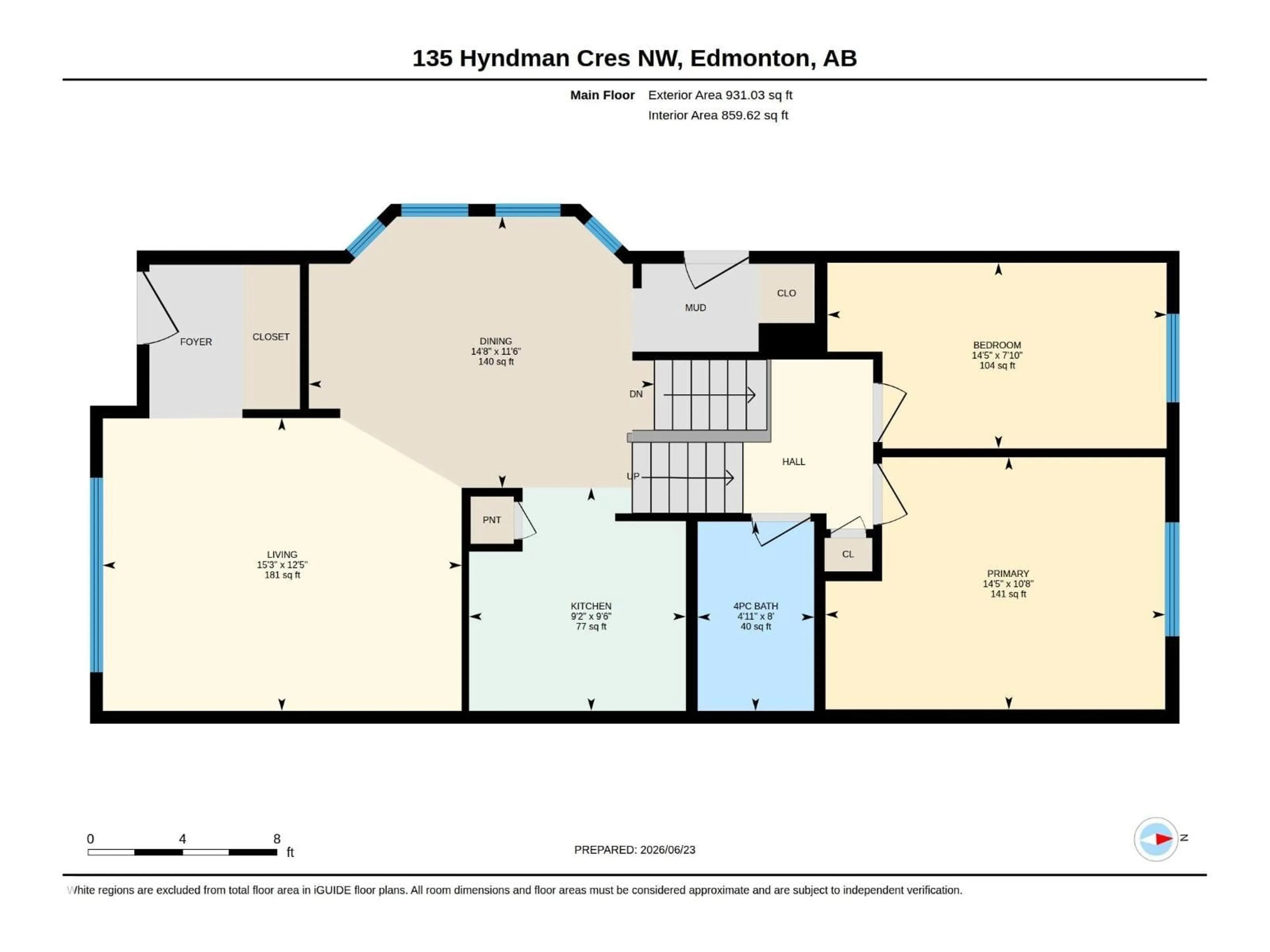 Floor plan for 135 HYNDMAN CR, Edmonton Alberta T5A4X6