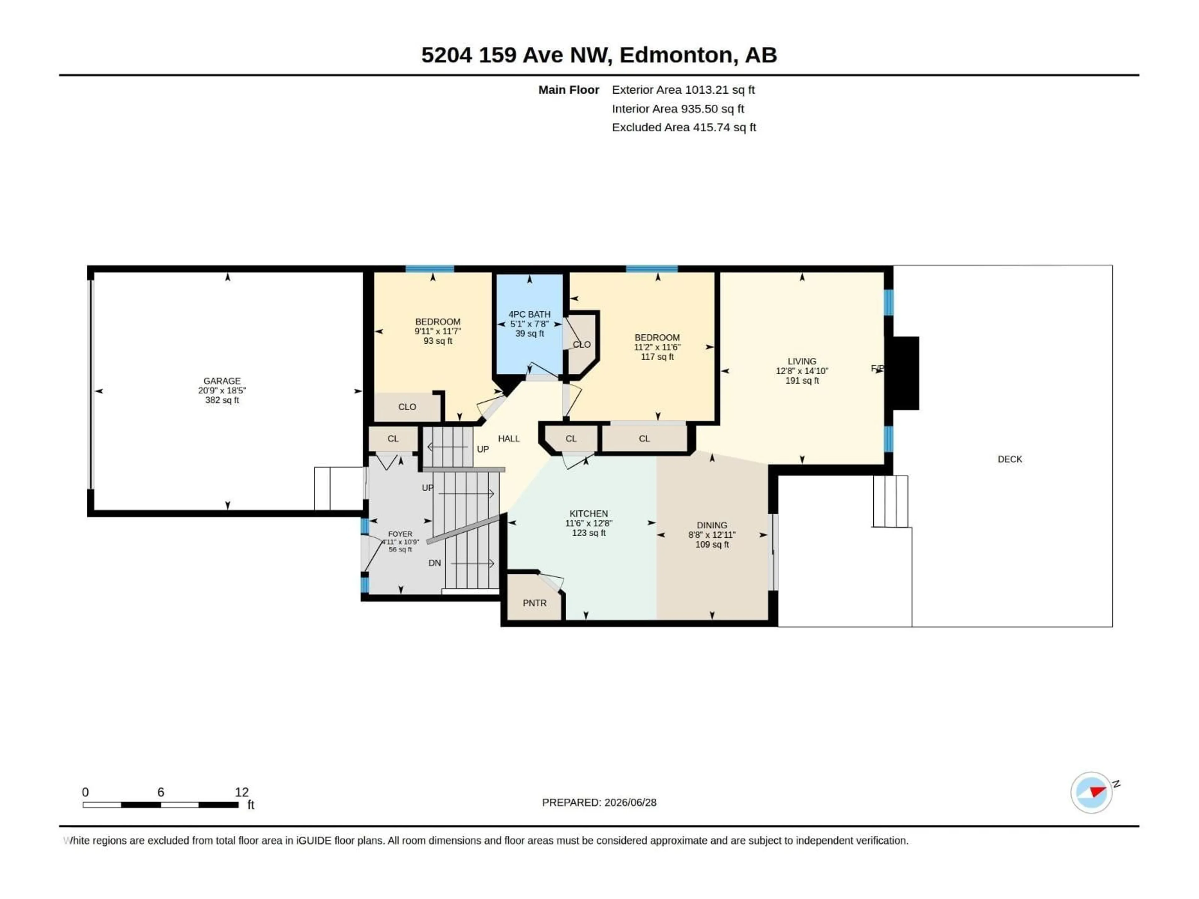 Floor plan for 5204 159 AV, Edmonton Alberta T5Y0M4