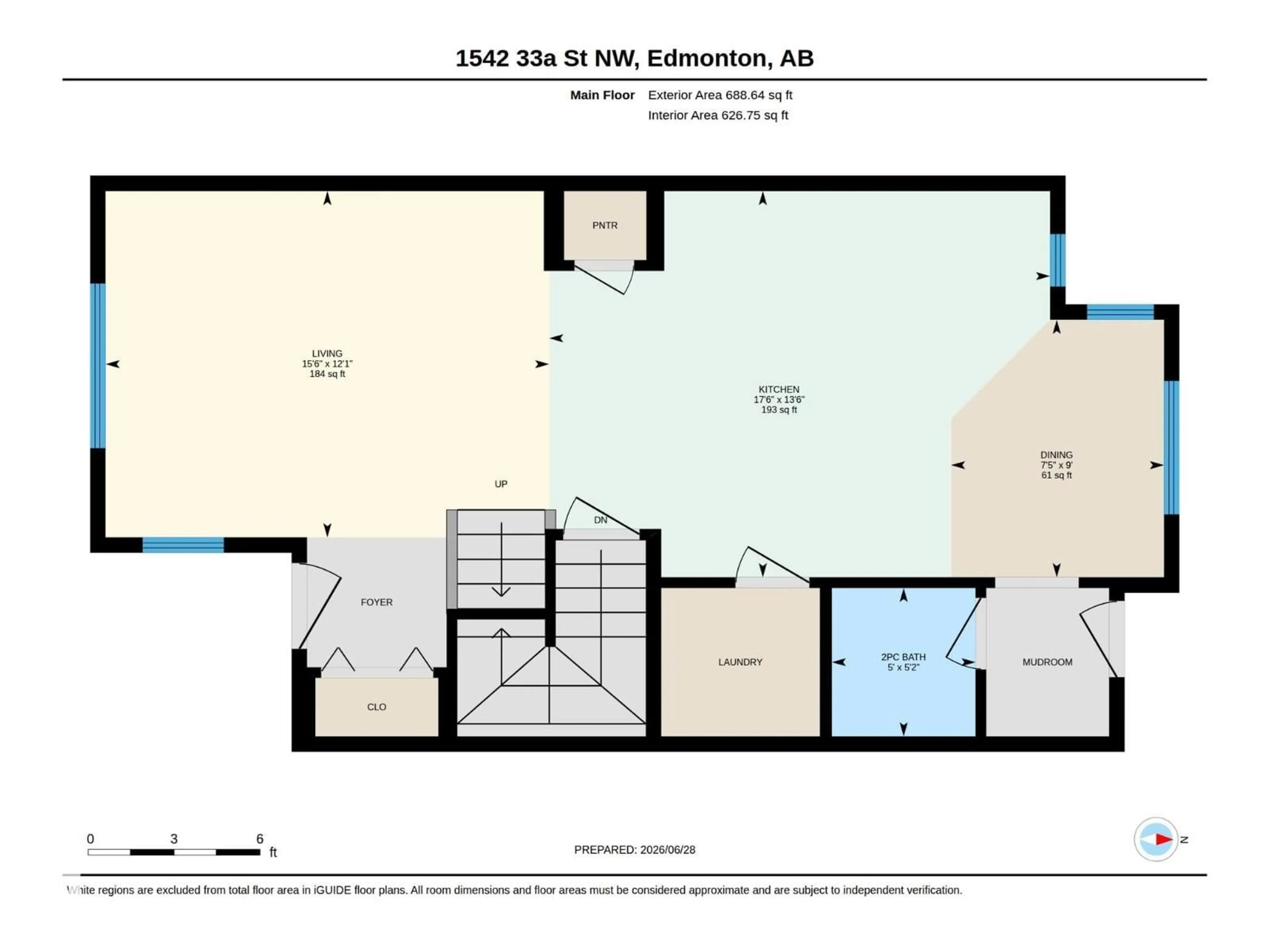 Floor plan for 1542 33A ST, Edmonton Alberta T6T0X5