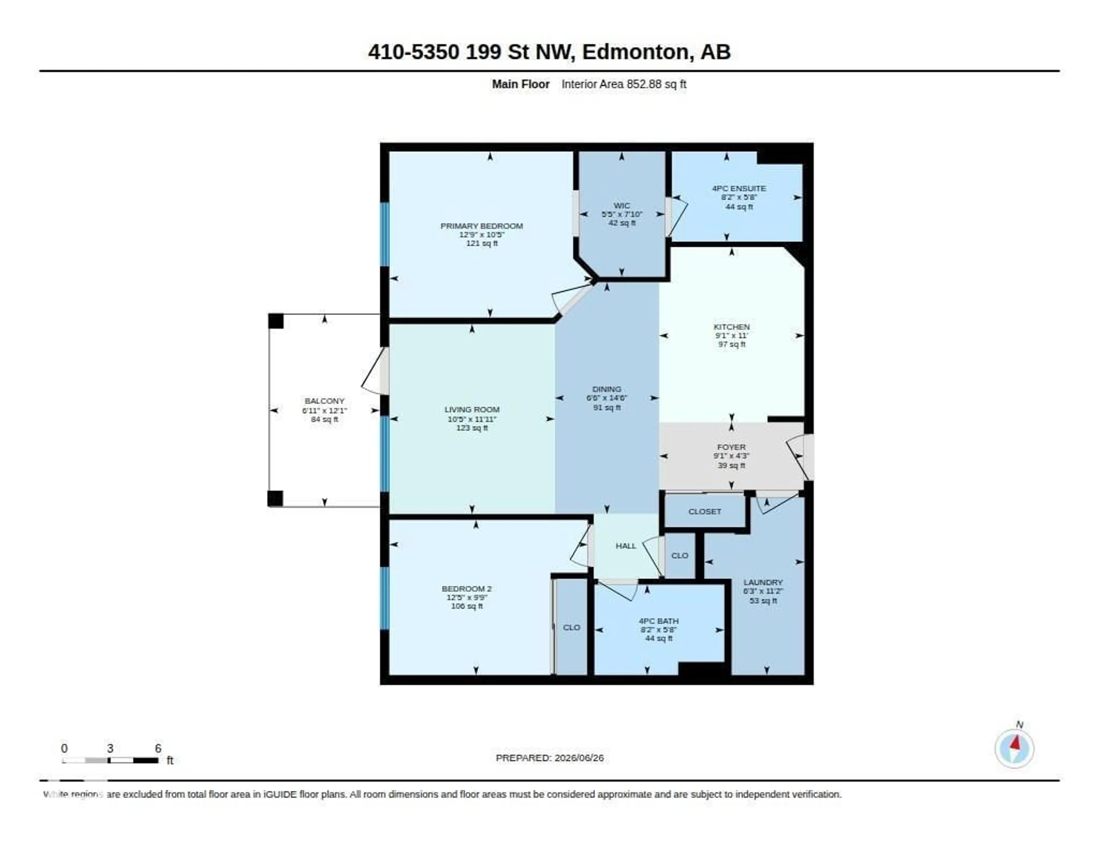 Floor plan for #410 - 5350 199 ST NW, Edmonton Alberta T6M0A4