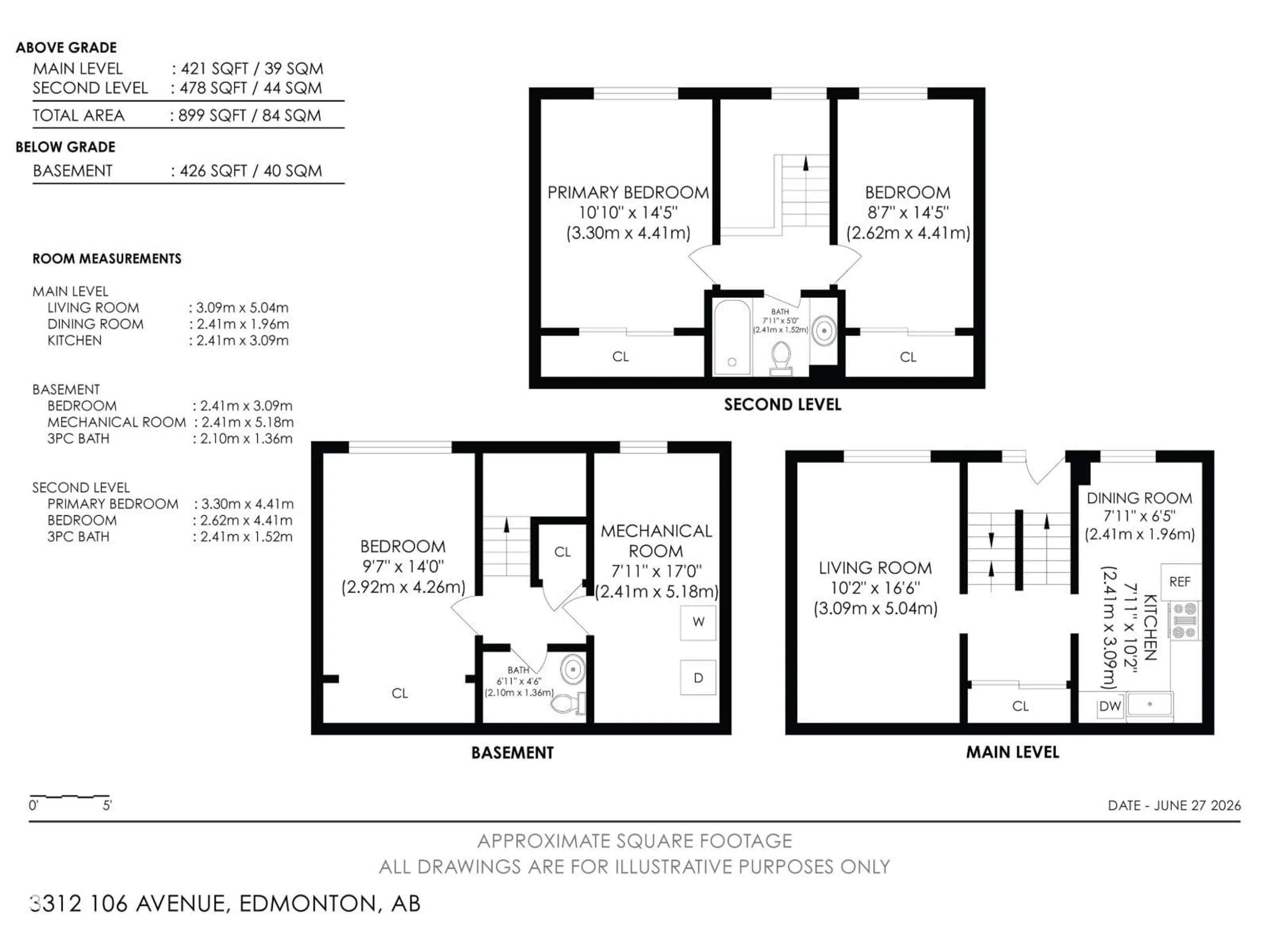 Floor plan for 3312 106 AV, Edmonton Alberta T5W0C2
