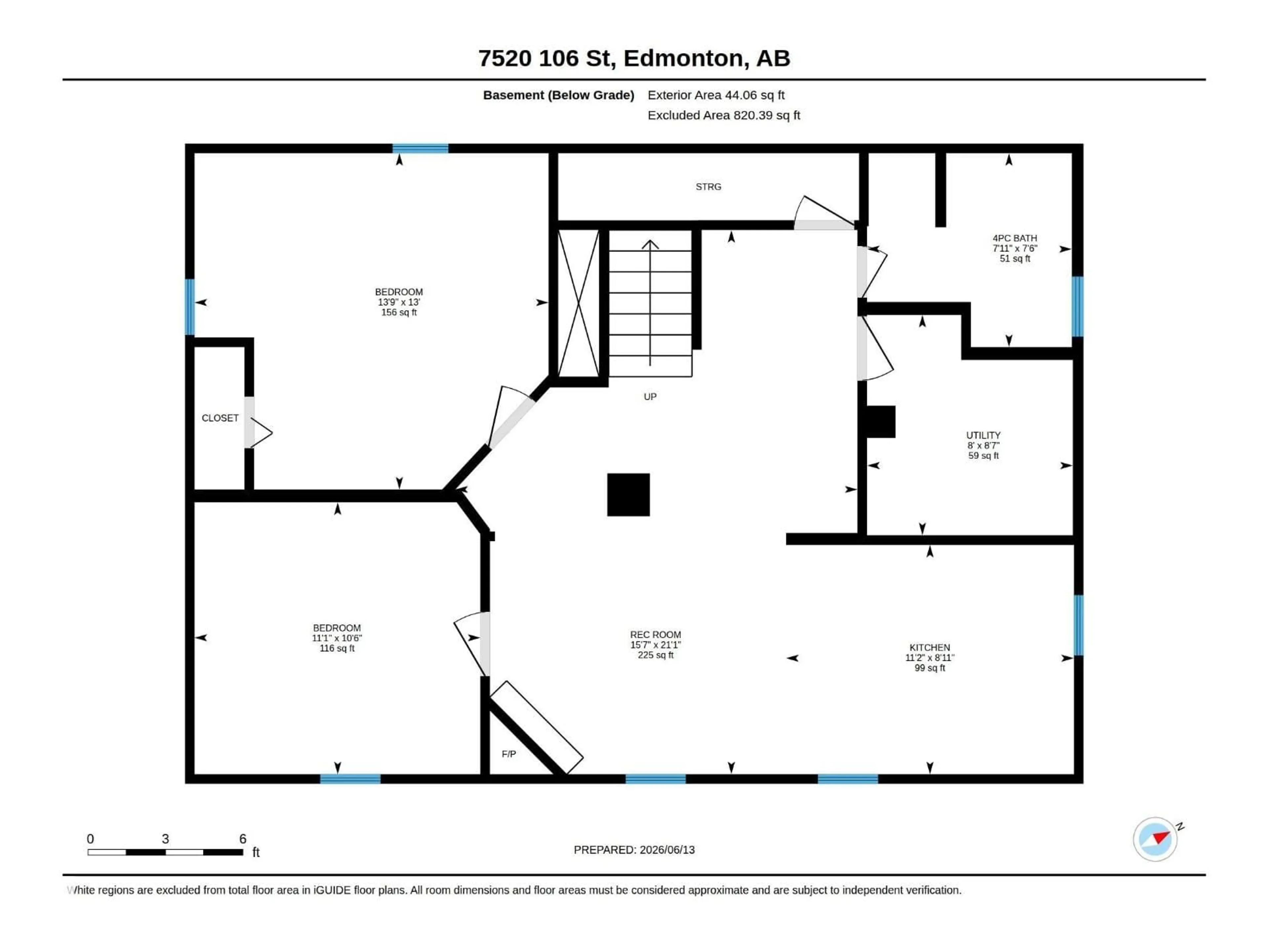 Floor plan for 7520 106 ST NW, Edmonton Alberta T6E4W2