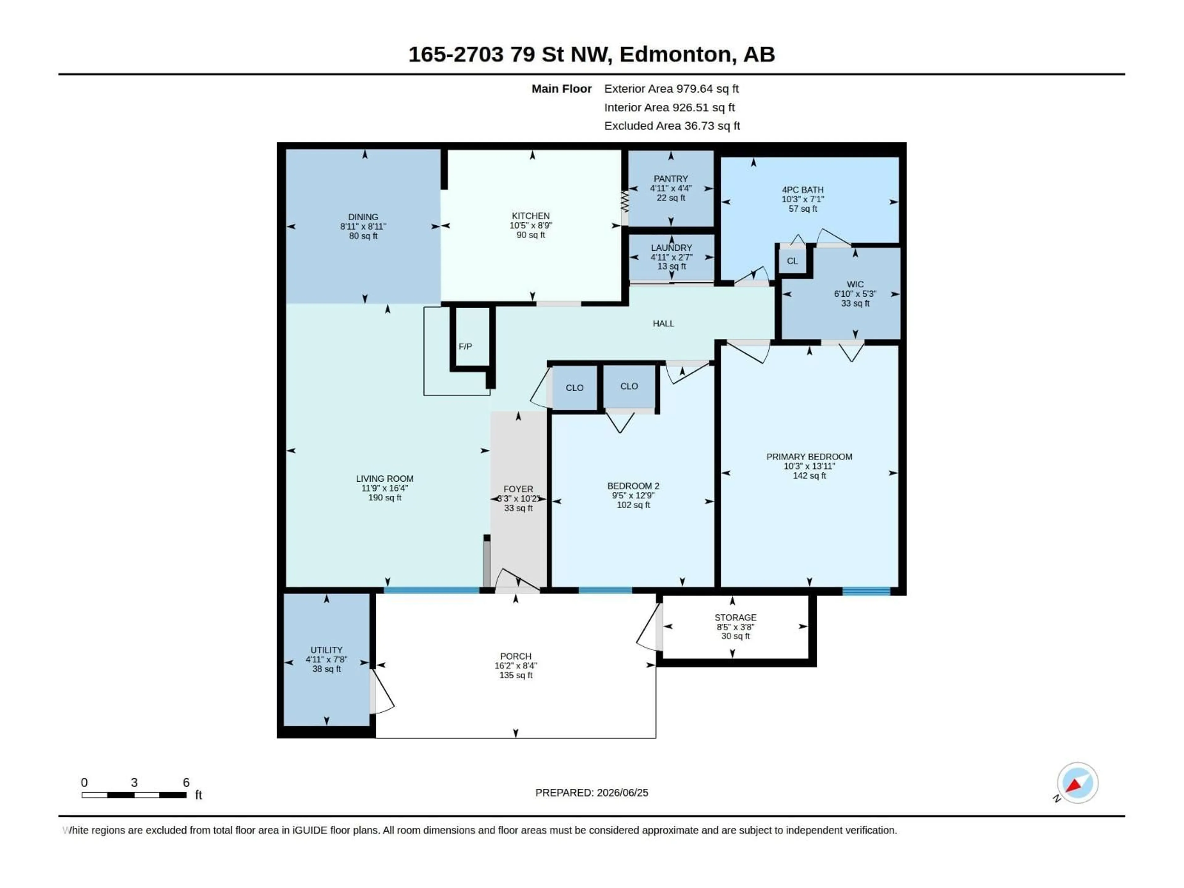 Floor plan for 165 2703 79 ST NW, Edmonton Alberta T6K3Z6