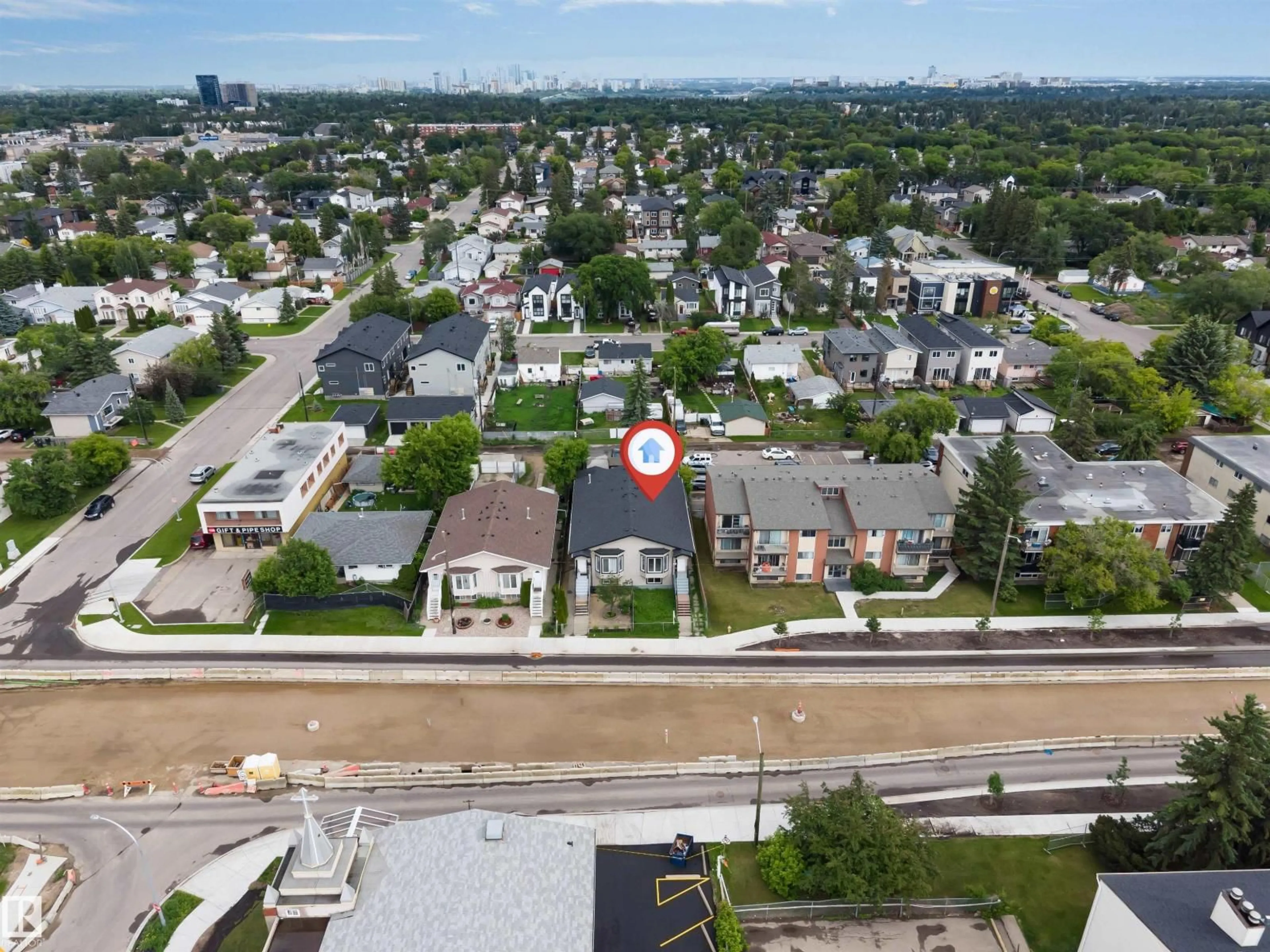 A pic from outside/outdoor area/front of a property/back of a property/a pic from drone, city buildings view from balcony for NW - 9825 156 ST, Edmonton Alberta T5P2P2
