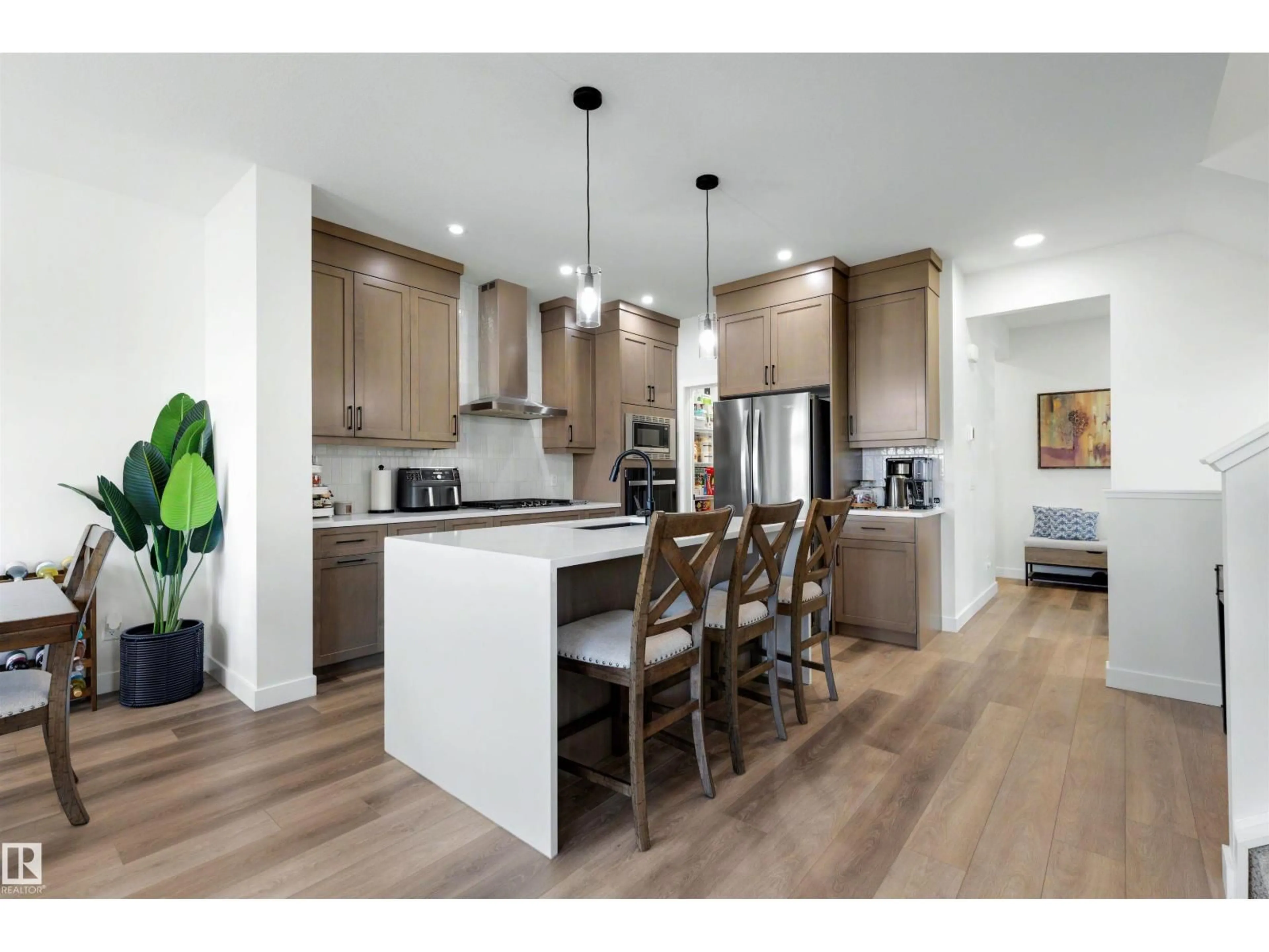 Open concept kitchen, wood/laminate floor for LI NW - 3569 ERLANGER LINK, Edmonton Alberta T6M1J5